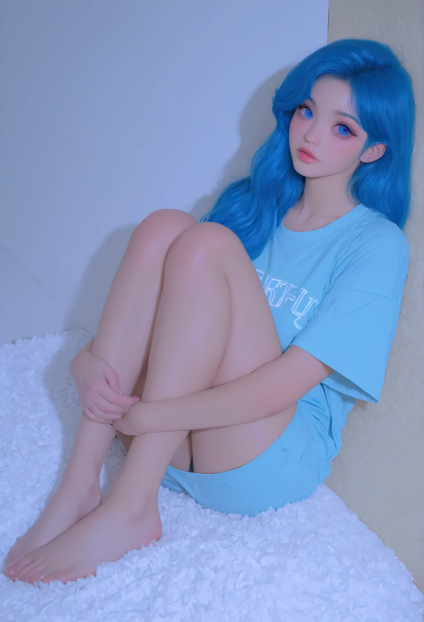 7481llu,ariel,HD,high quality,full body photo,(oversized blue eyes: 2.0),thin lips,Bright redhead ,T-shirts,warm and comfortable,soft light,fine details,4KHD,HDR,High resolution,Rich colors, clear,