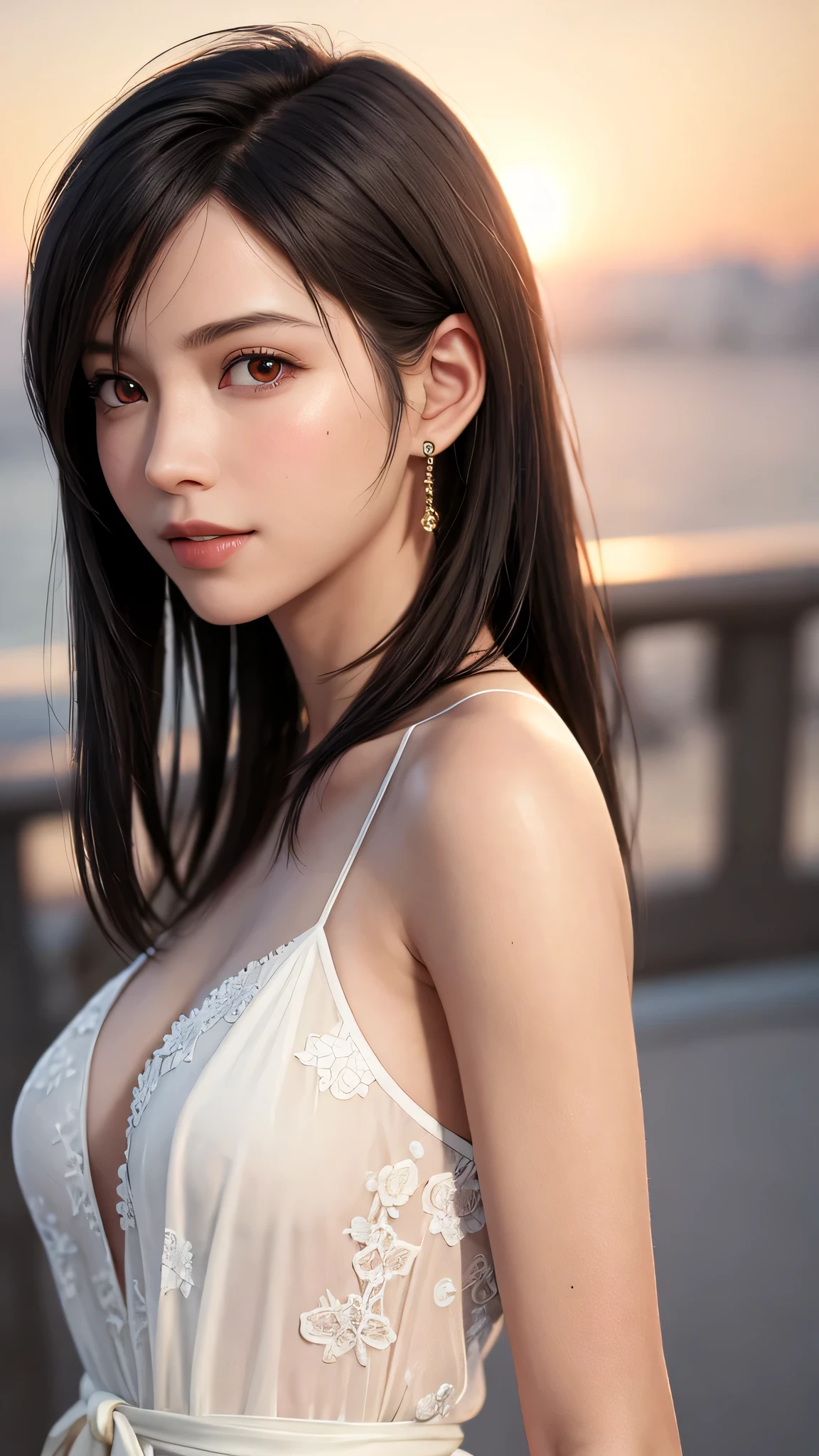 side pose, Random posture, Night time, (extremely delicate and beautiful work), Taiwanese girl photo, Cute, ((Kpop Idol)), (aegyo sal:1.27), pale skin, (Black High Leg Cut(one shoulder))chest cutout)body suit, Highly detailed, (short twintails), enticing expression, Beautiful clear brown eyes, natural(Large breasts:1.475), (((Puffy eyes))), delicate necklaces & earrings, extreme detail description, Beautiful delicate oval face, Delicate figure, thin clavicle, Lovely lips, {Smiling:0.75}, soft behind, mix4, (NSFW), (64k uhd, Raw photo, Best Quality, masutepiece: 1.45), (Realistic, Photorealsitic:1.37), Cityscape, outdoor enchanting background, Professional Lighting, Photon mapping, Radio City, Physically-based rendering,
