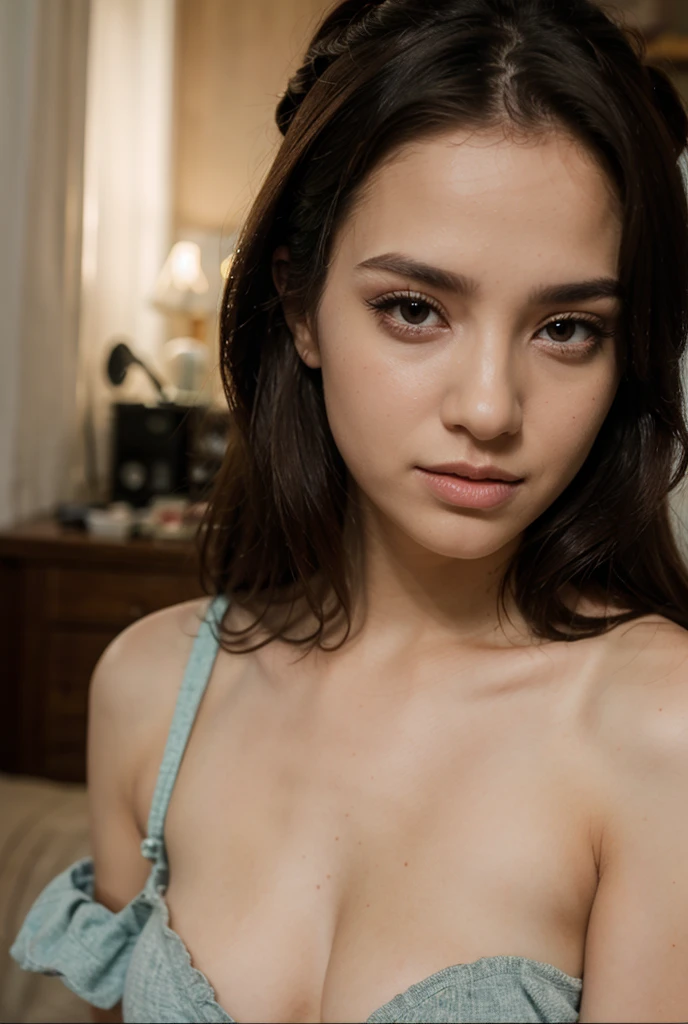 14 years old. wearing underwear, blue underwear, View from above, detailed face , flat chest, deep look, Detailed pussy, oiled skin, detailed skin, realistic skin, sunlight, warm lights, slim body, focus on pussy, cute pose, Innocent lying girl, relaxed, comfortable pose. beautiful eyes., thick, full body. shaved soft pussy, Realistic photography. Shy brunette short long girl. full body shot. visible pussy. Shaved pussy, Nude, tits out. explicit. Explicit, visible pussy, tits out. (vintage photography effect:1.3), (NSFW:1.3), (perfect body proportions:1.2), ((shaved (cunt:1.3))), (visible pussy:1.2), Ultra realistic 3/4 portrait from the thighs to the head revealing the vagina, low exposure canon, low iso, high contrast, perfect colors.
