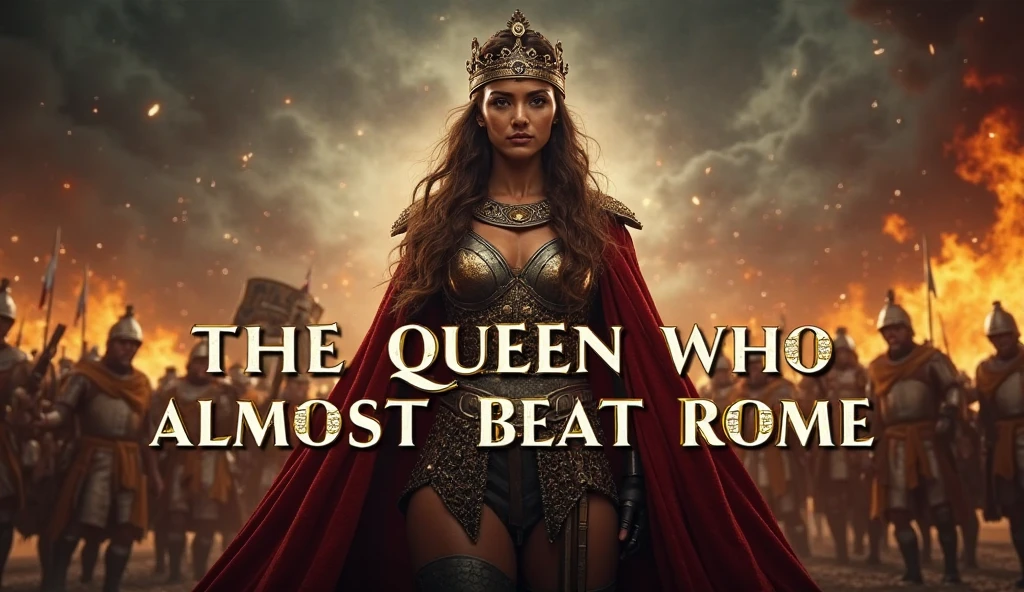 Spartan warrior girl with a crown and written with diamond "1EA BEBA"  seated on a throne with strong Spartans in the background 
