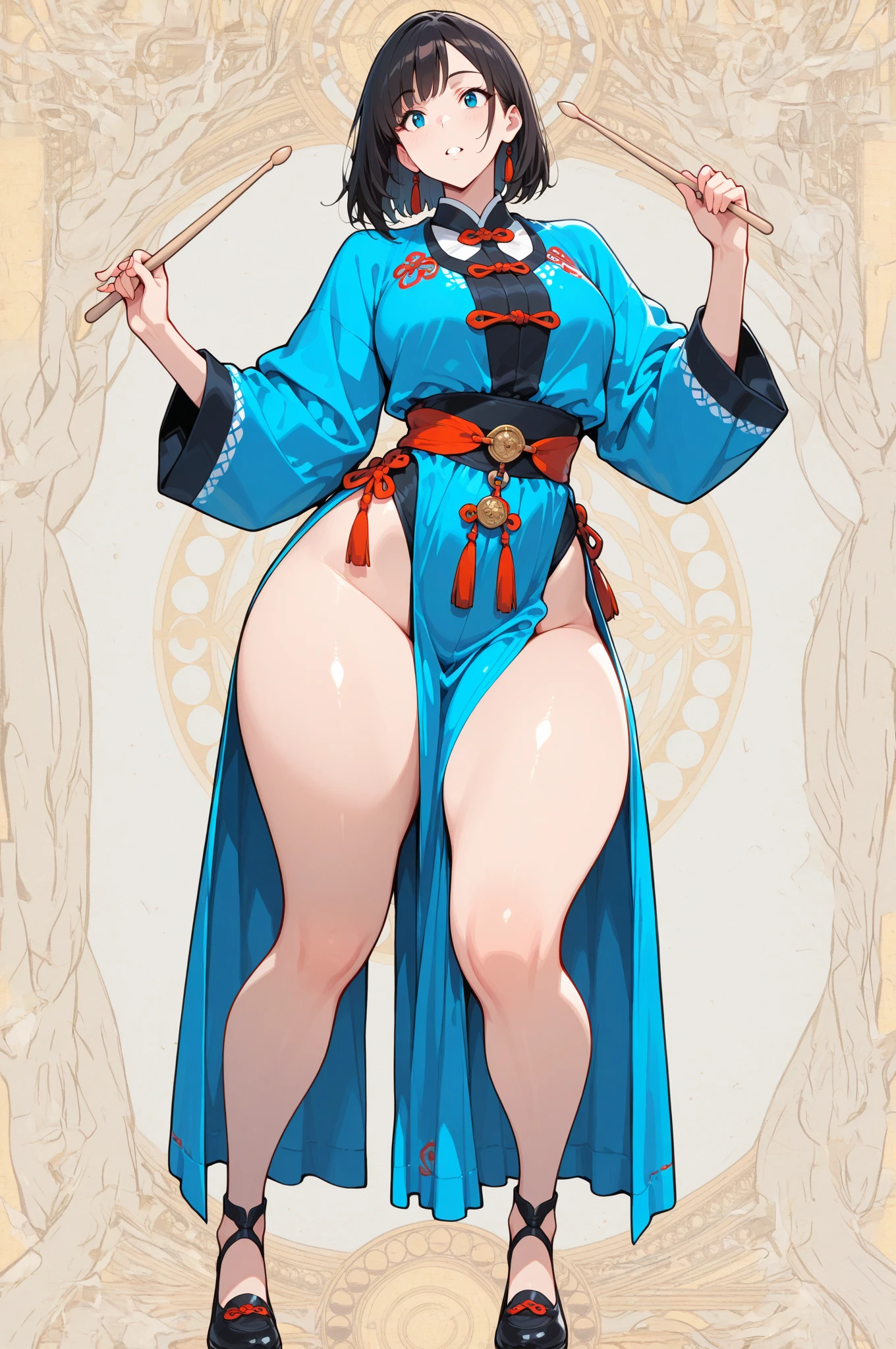 (low angle:1.5), (lens distortion), a sexy pale woman, Chinese, (hope, brown eyes, nose, parted lips, high detail skin, real skin, sweaty skin, shiny skin, wet sin, oiled skin, skin texture:1.3), (brown hair, short hair, hair bun, single hair bun, swept bangs:1.2), light passing through hair, ((plump:0.8), Voluptuous:1.2, curvy, big ass), (huge breasts:1.5), (underboob:1.4), pink nipple, (arms behind head, hands behind head), ((jiangshi, qing guanmao, china dress, loincloth, pelvic curtain, breast curtains, yellow breast curtains)), skimpy, hair ornament, hair stick, glasses, black-framed eyewear:1.2),ready for sex, looking down at viewer, ((bukkake:1.2),(excessive cum:1.3),steaming body), (Masterpiece),absurdres ((best quality)) ultra detailed character, low shot, (low angle:1.3), best quality,expert,insanely detailed,8k,high res,high resolution,detailed,detailed skin,natural lighting,anatomically correct,character in focus,Film grain,analog,(hazydusty atmosphere),colorful,vibrant colors,perfect eyes,eyeliner, <lora:HwahJahJiangshiRemake:0.8>, <lora:bukkake-norm-1-000008:0.8>, <lora:add_detail:0.8>, 3D, realistic, hipoly, unreal engine, <lora:hipoly_3dcg_v7-epoch:0.5>