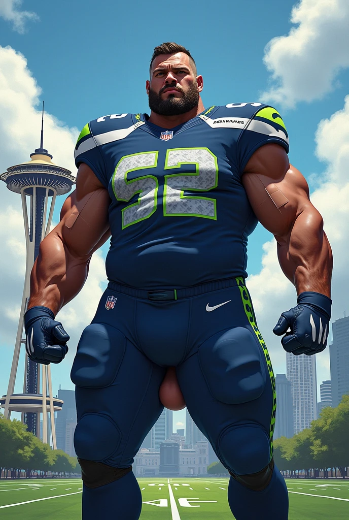 a photo of handsome fat man showing his wide beefy feet soles, foot_focused, wearing black boxer-shorts, green field photo, sitting in wild grass field, feet up, barefoot, toes, soles, long legs, bent knees, spread legs pose, composition is awesome