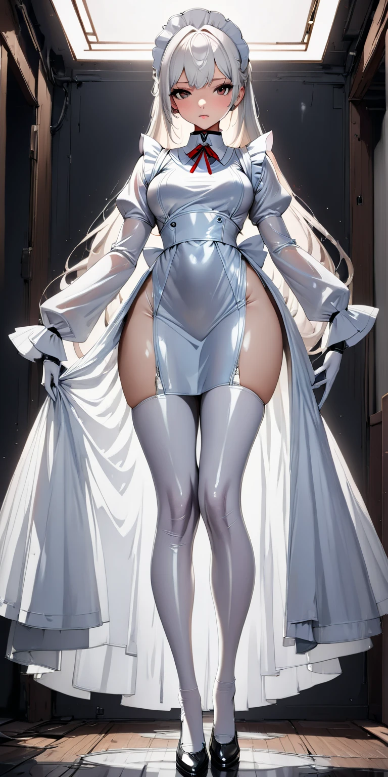 gwen tennyson,1girl,tracer,y'shtola rhul,yorha 2b,rebecca chambers,nier automata,atelier ryza,close up,christmas village,tattoos,white plugsuit,striped short sleeve crystal leotard,silver embroidery long white snowflake gown dress,red embroidery christmas corset,garter belt,striped panties,short hair,princess makeup,green glowing eyes,multicolored silver hair,sexy smile,freckles,beautiful girl,large breasts,white stockings,8k,ultra detailed,realistic,fantasy art,crystal armor,fur armor,princess dress,long dress train,silver snowflake crown,ear piercings,candy canes,christmas hand and neck jewelry,walking,(weather:snowflakes falling),