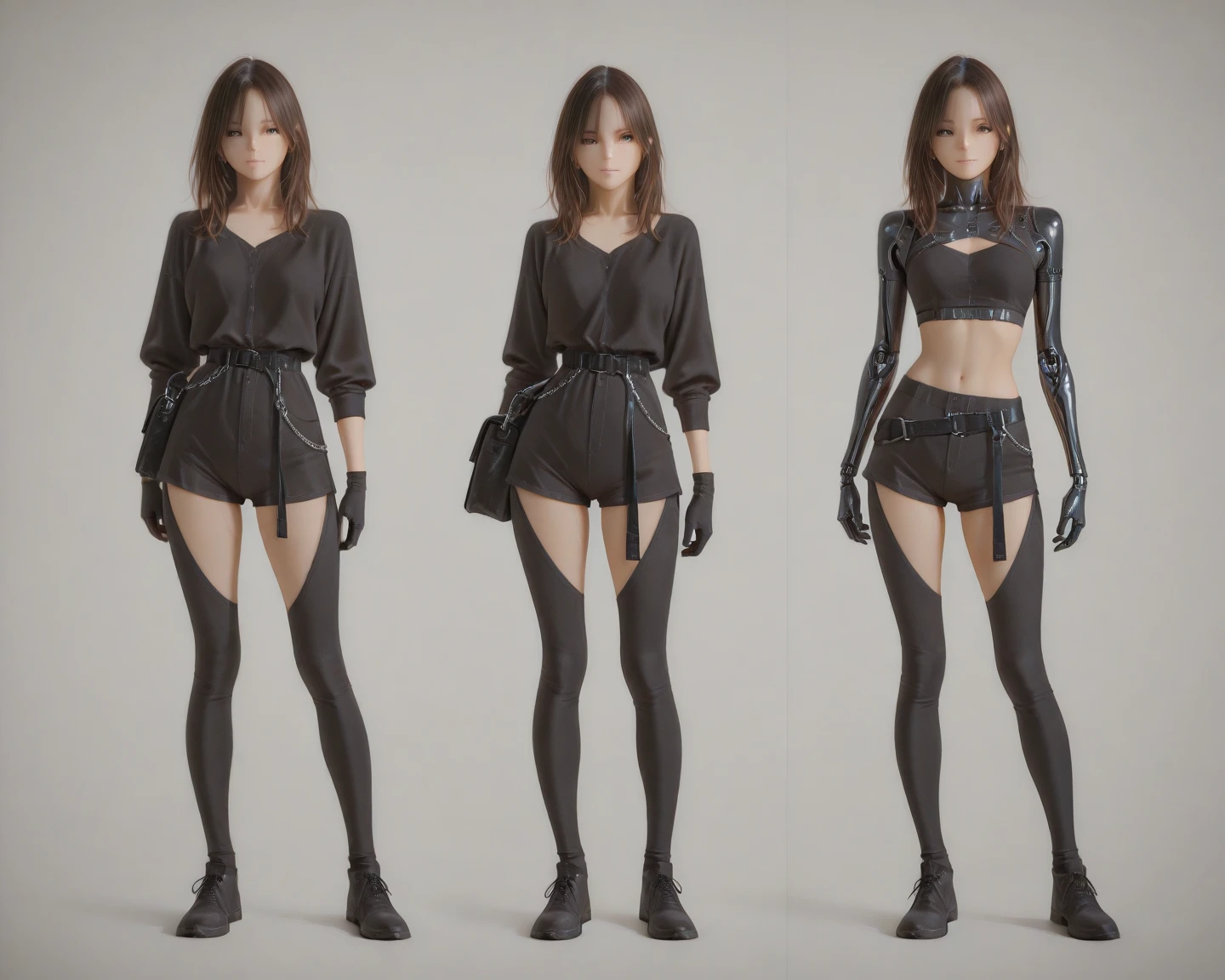 "A super realistic and super detailed 8k RAW photo with realistic cyberpunk elements in best quality and super high resolution. This photo is of a single girl with long straight black hair, white coat, black long hair."