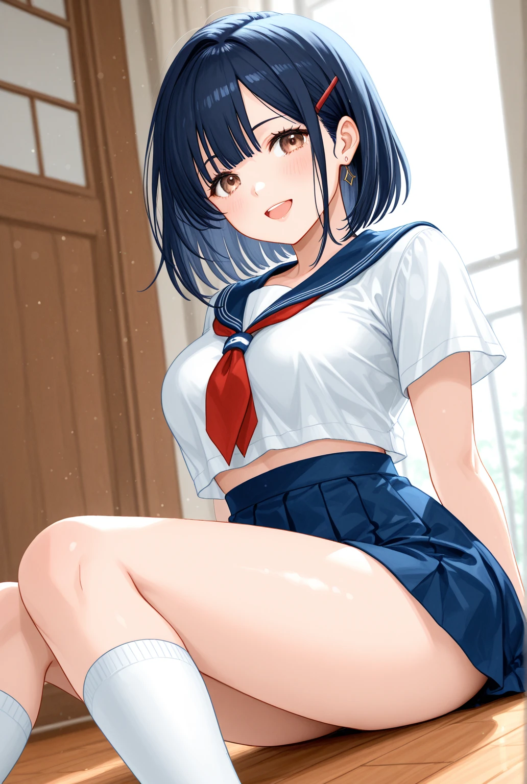 (NSFW:2.0)、absurd, High resolution, (超detailedな:1.1), (I can see through my clothes:1.5)、Blood, 水彩Wind, (soft blending:1.4), (dreamy laundry:1.4), (delicate texture:1.4, break (bokeh photo:1.3), soft focus, out of focus highlights, dreamy atmosphere, Enchanting Depths, blurred edges, dynamic angle, more_detailed:1.5, ((table top:1.4)), ((highest quality:1.4)), (超detailedな:1.4), ((cute)), cute, (Lovely), ((sexy)), (device), ((非常にdetailedな)), 4K, (8K), highest quality, (beautiful face:1.3), anime style, 1 girl, middle hair, school uniform, serafuku, open your clothes, short sleeve, shiny oily skin with high contrast, big breasts, naughty big breasts、Big breasts emphasis、Light blue pants、(Wind、wind lift、Windで持ち上がるスカート、Windで捲れ上がるスカート、the skirt flaps:1.5)、(A man forces his dick into his crotch:2.0)