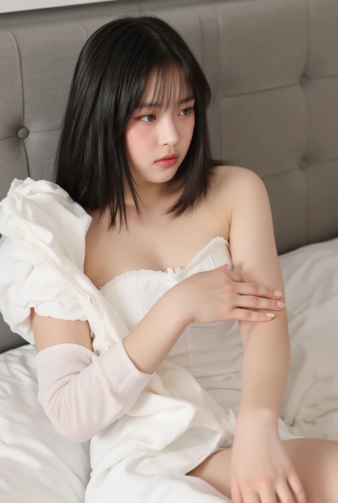 raw photo, 1girl, medium breast, light smile, detailed skin, simple background, spread legs, nipple, pussy, nipples, cute face, beautiful face, collared blouse, White blouse, constricted waist, spread pussy, opened clothes, intricate detailed, high quality1girl, nude, (shiny skin), room, perfect anatomy, bed sheet, vpussy, Seductive pose, parted lips, shy, pov, bokeh, photorealistic, depth of field, masterpiece, best quality, anatomically correct, super detail, textured skin, highres, accurate