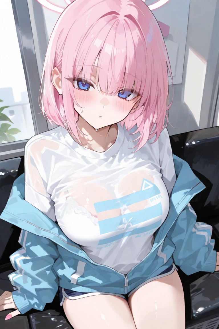 1girl,beautiful,badminton player,badminton uniform,blush,flat chest,photo collection,(beautiful illustration:1.3),(clothes lift, breasts outside, nipples:1.1),small areolae,(pussy:1.2),(panty pull:1.2),,white_skin,,round face,short hair,cowboy_shot,vivid color illustration,,surprised,open mouth,big eyes,
