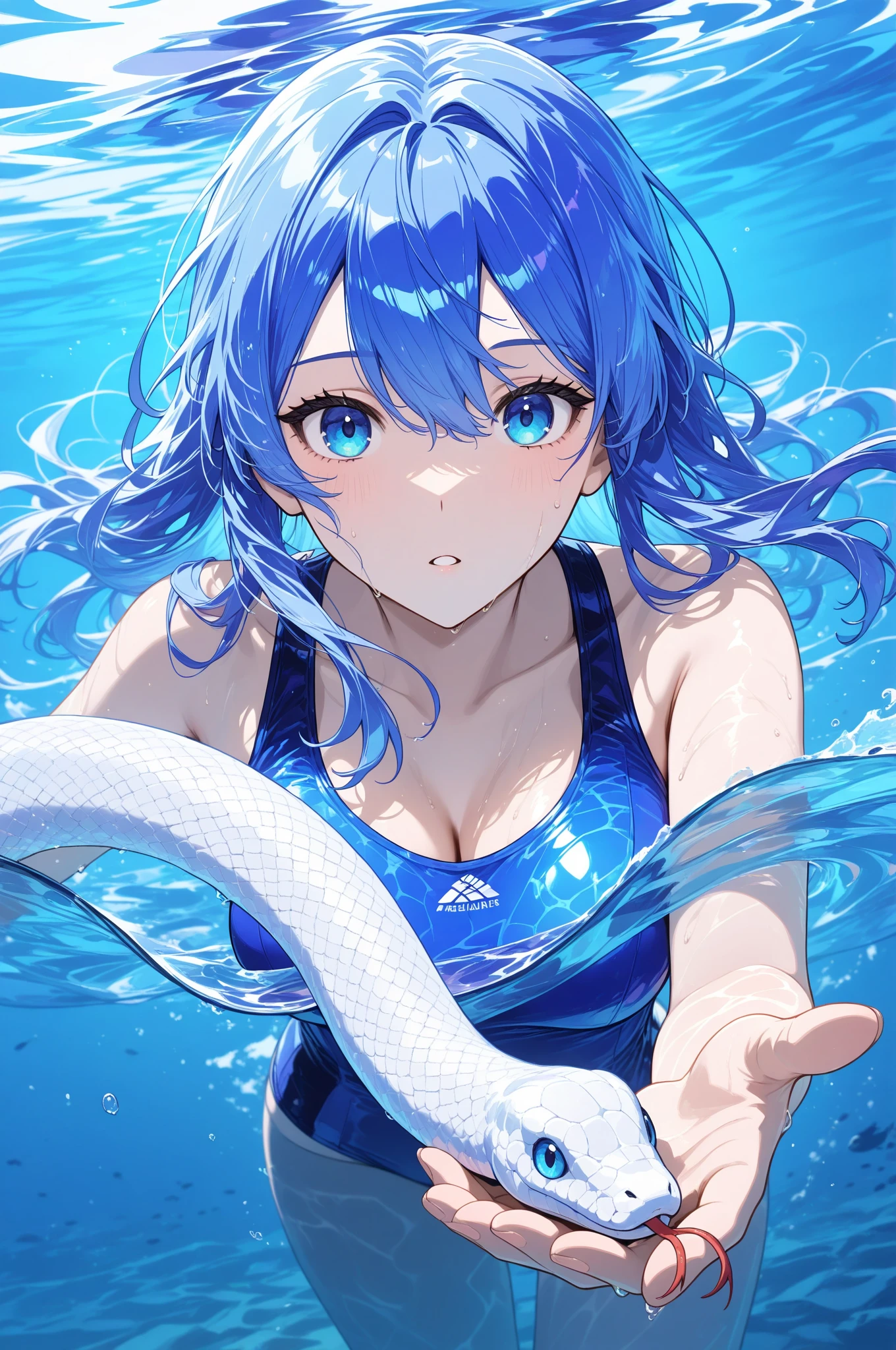(Best Quality: 0.8), (Best Quality: 0.8), perfect anime illustration, beautiful lady,swimming suit、scooter、