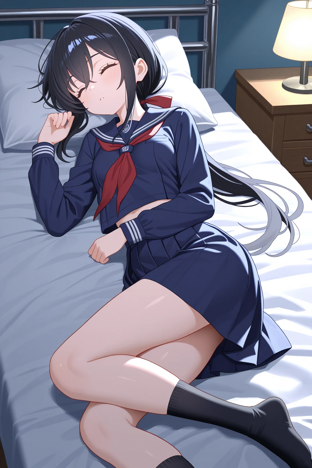 taihou,big breasts,snow island location,Wear a white shirt with a round neck.,No pants.,sleeping on the snow,Spread your legs.,see pussy,Poke stopper
