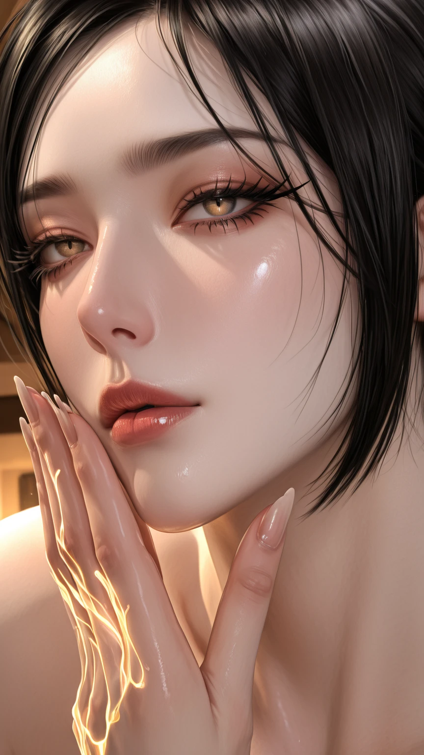 ((Лучшее качество)), ((шедевр)), (подробный), naked girl with black hair