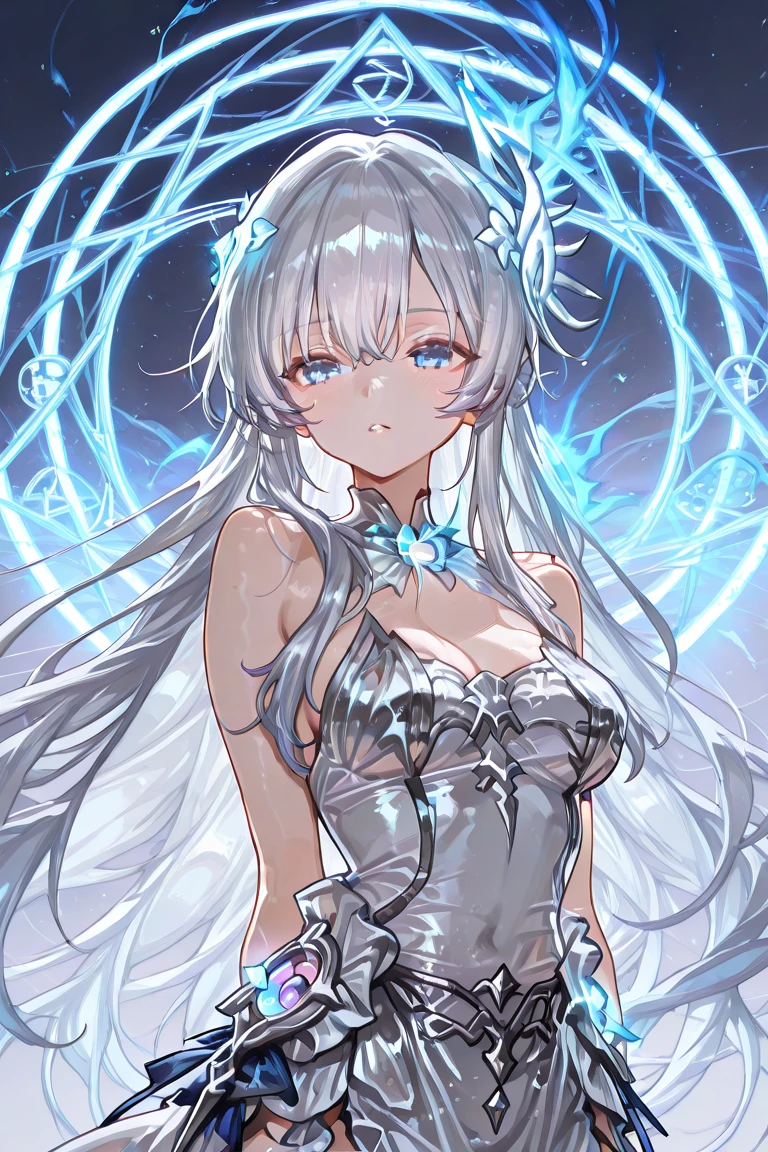 Unreal Engine, anime girl with long hair and black bra top posing in front of blue light, best anime 4k wallpapers, anime 8k, fate grand order, 4k anime wallpapers, animation art wallpapers 8k, anime style 4k, seductive anime girls, anime moe art style, anime wallpaper 4k, anime wallpaper 4k, anime art wallpaper 4k, Excellent proportions, complete anatomy