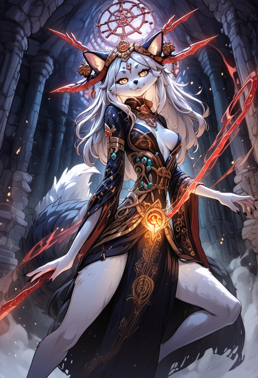 Masterpiece Best quality, the best definition to, two girl  add aesthetic and lighting details white girl jackal, egiptian clothes, teen girl, ,white body, japanese shrine landscape, golden tattoo body, sensual eyes, red pupil, glowing eyes.