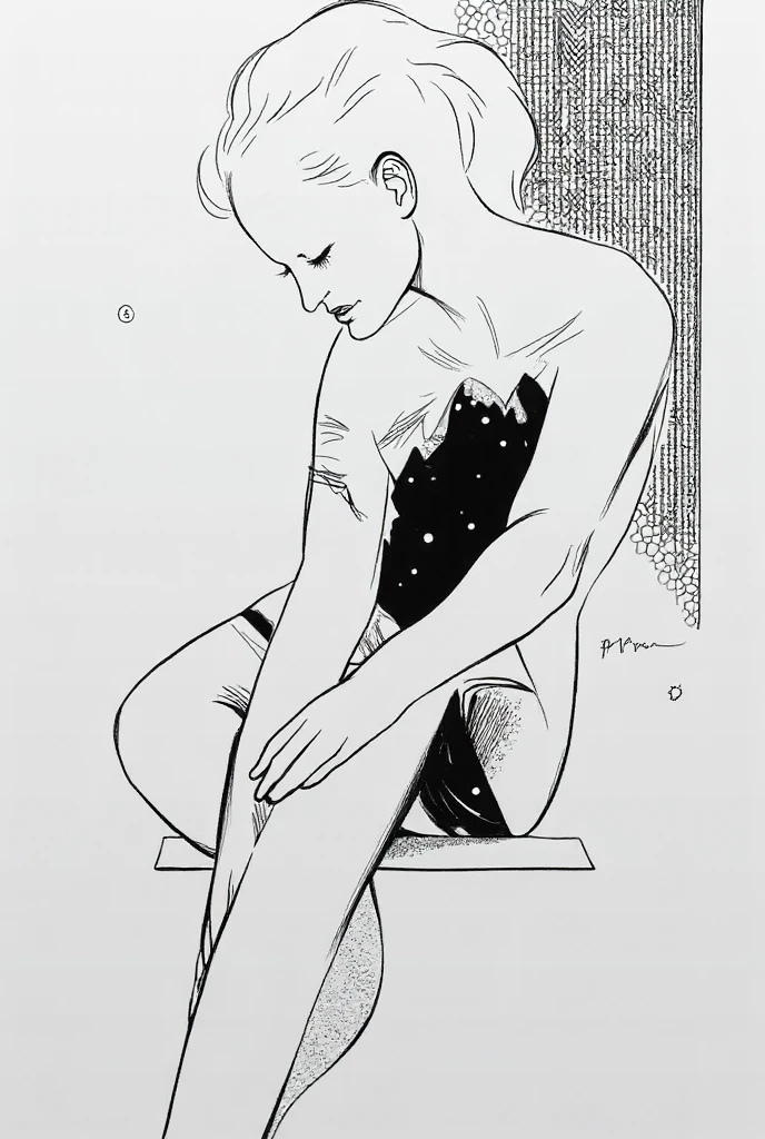 best quality, high resolution, (((clean background))), high contrast, ((1boy:1.1, sone-drawing, monochromes, sketch, Pencil drawing, comic strip、manga comics, white background, clean line drawings, vibrant colors, undress, (((bald))), (((nude))), (((full-body:1.0))), Jeggings, sit on the window,