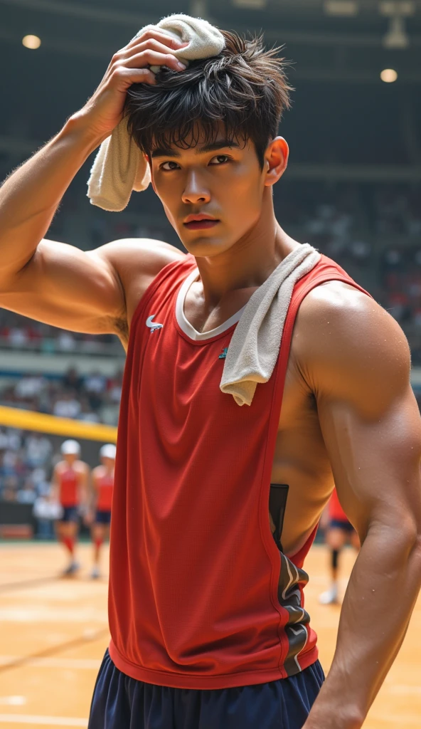 shaved armpits, Crowded baseball stadium, Teenager, Slim fit body, teen body, hota, very cute boy face, boy, cute face, young kids, Very young teenager boy, baseball stadium, baseball field scenery, Outdoors, he wore a small Tiny white thong covering half of his big dick, Sweat dripping all over the body, sweat covering all over the body, Full body photo, wearing Very tiny white thong, Proudly showing off his sweaty shaved armpits to audience in baseball stadium, completely naked just wearing thin Tiny thong, wearing baseball cap on his head, boy, very young boy, Cinematic soft lighting illuminates a stunningly detailed and ultra-realistic handsome korean male supermodel, ultra messy curly hair, clear honey eyes, captivating perfect smile, sensual, hot man, insanely handsome, showing off his sweaty body, very sixpack muscular body build, slender, toned, full body, 8k, photography, masterpiece, detailed face, detailed eyes, sexy, beautiful abdomen and beautiful legs and a detailed big hard bulge, expression of ecstasy, excited, slim, detailed eyes and lips, sixpack and fit body. Image quality is of the highest standard, with ultra-detailed features and a realistic appearance. The colors are bright and vibrant, enhancing the overall aesthetic. The lighting is soft and natural, casting a soft glow on the boy, don't merge body's