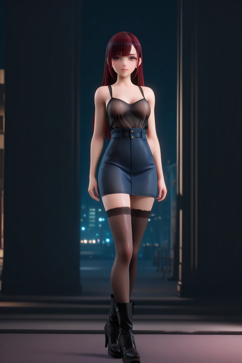 full-body portraits, photograph realistic, A beautiful Chinese mother, Adult video actress, In overcrowded train cars, Get wet all over your body, Slim figure, Height 1.6m, perfect female shape, 34C breasts, Naked of breast, Slim waistline, Elongated legs, 28-inch hips, Wheat-colored skin, Full forehead, Slender eyebrows, Wear red and black erotic underwear, Suspender stockings, Wear platform stiletto heels, tempting pose, silver hair, streaked hair, bangs, short hair, straight hair, messy hair, hair slicked back, jewelry, longeyelashes, earrings, makeup, expressionless, shaded, red lips, cinematic lighting, three sided view, masterpiece, textured skin, super detail, best quality, 8k
