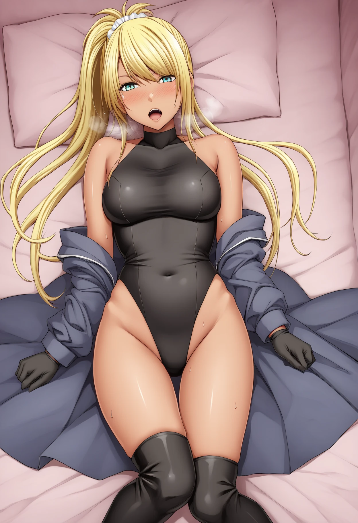 masterpiece, best quality, highres,
(happy sex:1.2), hetero, 1girl, 1boy,
pussy, penis, lying, on back, spread legs, missionary, vaginal, (excessive cum:1.3), cum overflow
BREAK<lora:CHA_GF_K5:0.8> origin, blonde hair, french braid, long hair, sidelocks, hairpin, choker, off shoulder jacket, open dress, white leotard, long sleeves, thigh holster, black thighhighs