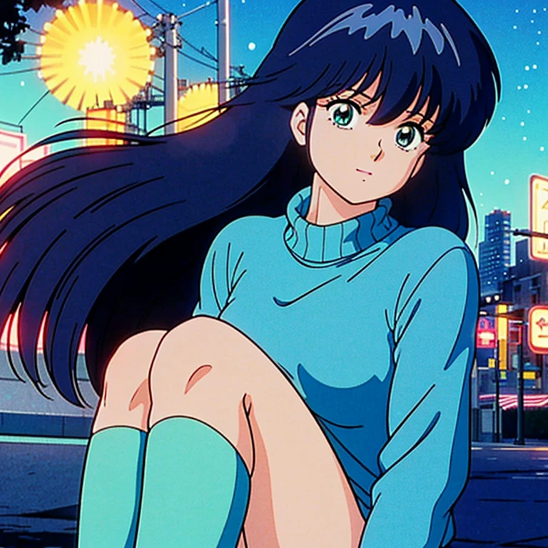 Madoka Ayukawa, 14 years old, bangs, 1girl, masterpiece, highest quality, disorganized, retro artstyle, 1980s \(style\)))), look viewer, (((full nude))), full blush, (((no Panties))),, Take a look here, (((nsfw))), view audience, nsfw, Genitals are visible,1girl, (((See here))), nsfw, (Japanese girl showing off genitals:1.1), look viewer, (((a girl, Flying in the air in a naked, from the knees up, overlooking the cityscape below,))),