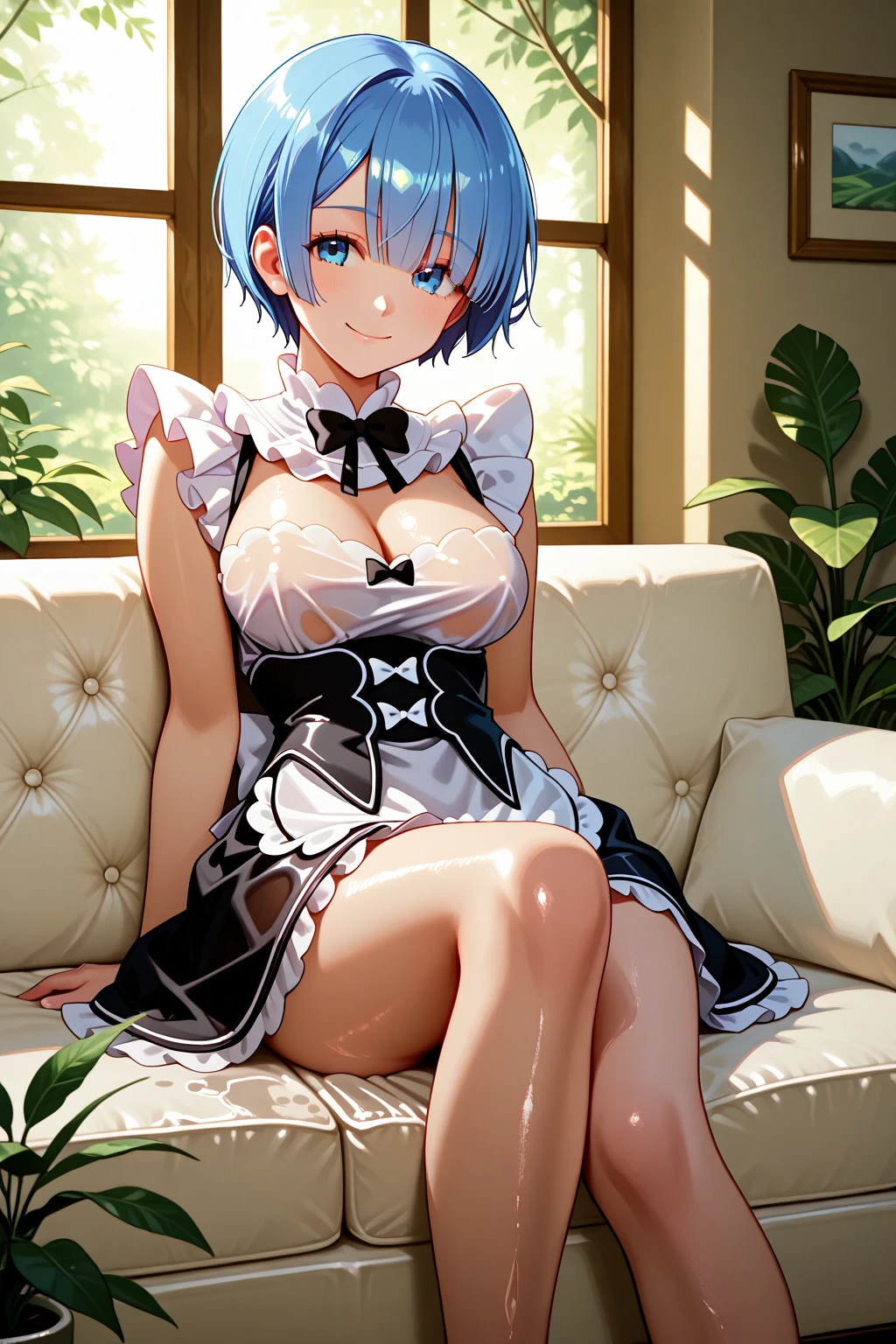 Starting Life in Another World from Zero,Rem,(Short Hair),Blue Hair,Blue pupil,Rem風髪飾り,ロズワール邸Maid服,Rem風カチューシャ((Big Tits 1.2))Rem風髪型,Best Quality, masterpiece, phRem, One girl, Blue Hair, only, Maid, ロズワール邸のMaid服, Watching the audience, Outdoor, Open your mouth, Anime Coloring Book, Maidの頭飾り, Upper Body, cloud, null, Parody, Tag, Black tape, Separate Sleeve, blush, High resolution, Highest quality, figure, Cinematic Light, Super detailed, Detailed face, (Fine grain), Best Quality, Very detailed, masterpiece, (Detailed face), Best details, Shining Eyes, Medium Breath, Sentado en la bed, Sitting, bed, window, 夜null, Outer Lake, board member, board member llena, Backlight, light, (High Contrast), (color),