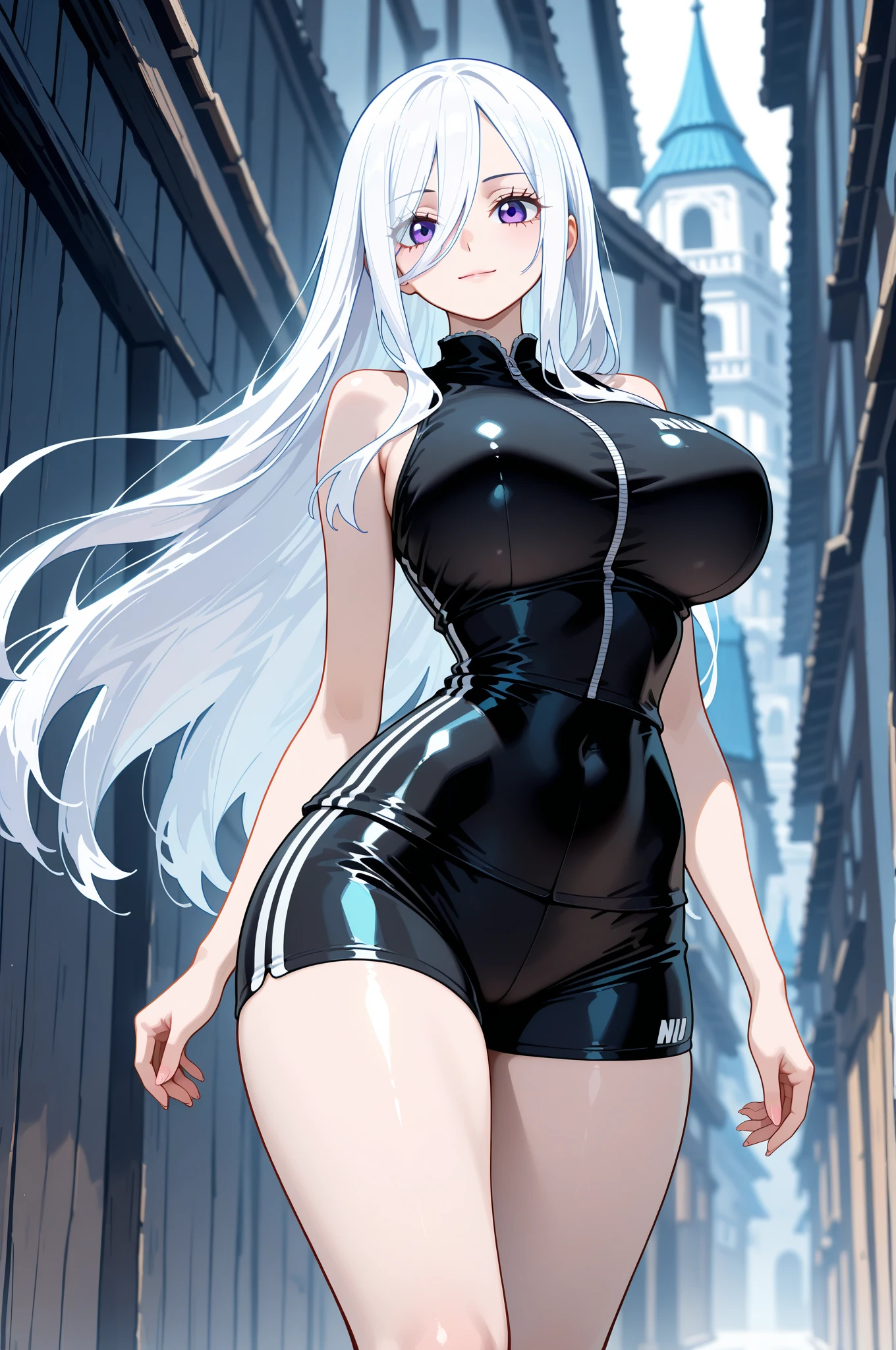 Cool girl high resolution Big Breasts Men's suits Expose Long Hair Earrings Tattoo