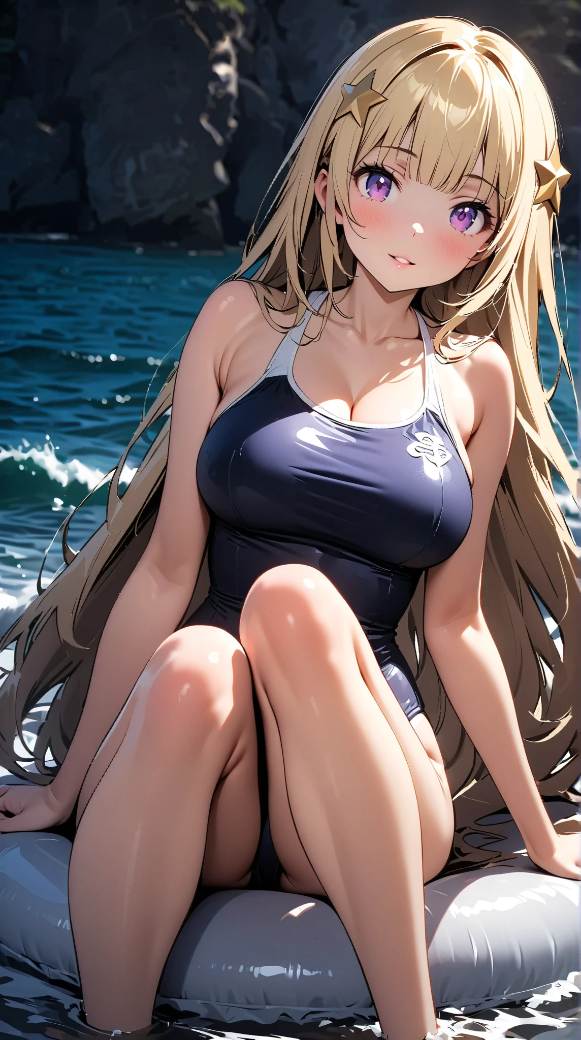 (from side:0.5),(looking at viewer:1.5),( Looking at the camera:1.6),(eyes focus:1.4),(Knees Up:1.5),(ultra beautiful detailed eyes:1.5),1girl,(ultra detailed skin),curvy,(ideal ratio body proportions:1.5),beautiful breasts,(small breasts),pale skin,pointy breasts,erect nipples,( Perfect body skinny beauty: 1.4), (Slim abs: 1.2)(fantasy art,Highest image quality,Hyperrealist portrait,(8k),ultra-realistic,best quality, high quality, high definition, high quality texture,high detail,beautiful detailed,fine detailed,extremely detailed cg,detailed texture,a realistic representation of the face,masterpiece,Sense of presence,Dynamic,bold),(ultra thin hair),(ultra soft hair),(ultra straight hair:1.5),Swept long bangs,extra light coppery silver hair,hair over one eye,clothed,(Colored loose bikini:1.4),(gravure pose:0.5),(open mouth:1.1),(tan:1.4),(sea side terrace :1.5),(happy smile:1.5),