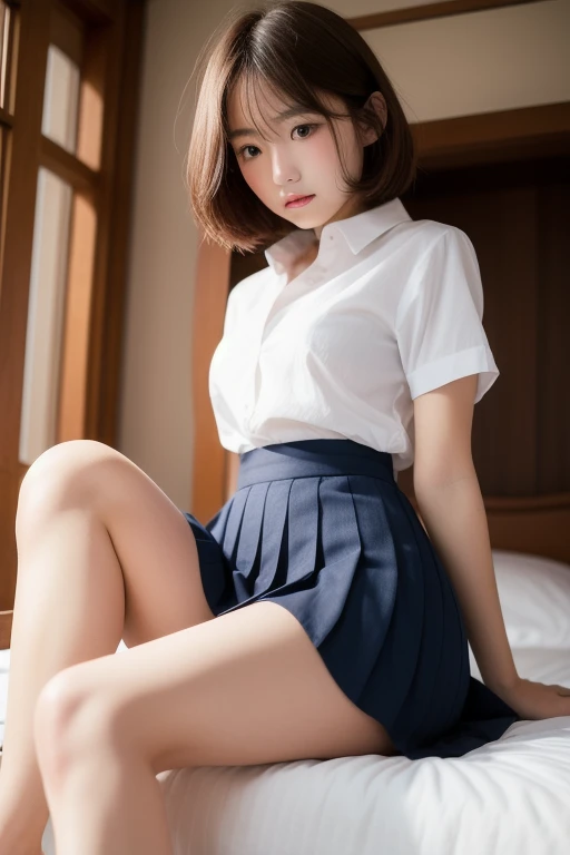 short cut hair,beautiful,K-POP idol,japanese idol,japanese actress,High resolution,beautiful skin,8K,RAW photo,highest quality,masterpiece,realistic,photo-realistic,clear,professional lighting,beautiful顔,highest quality,超High resolution,whole body,sexy,beautiful feet,beautiful歯列, beautiful唇,smile, Tight Skirt,mini skirt,panty shot,Panty shot,up skirt,nipple