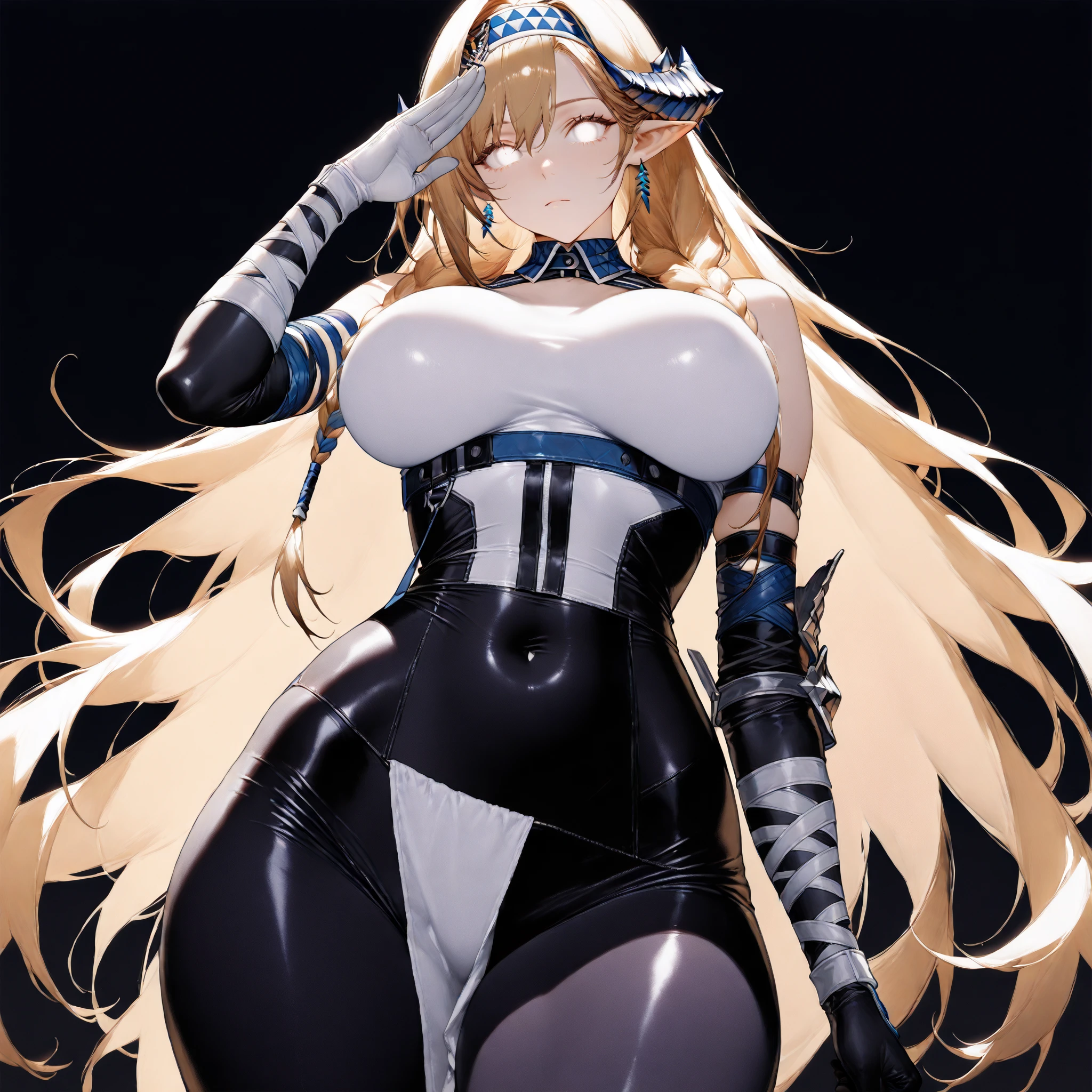 Beautiful girl with big breasts is parasitized by black mucus