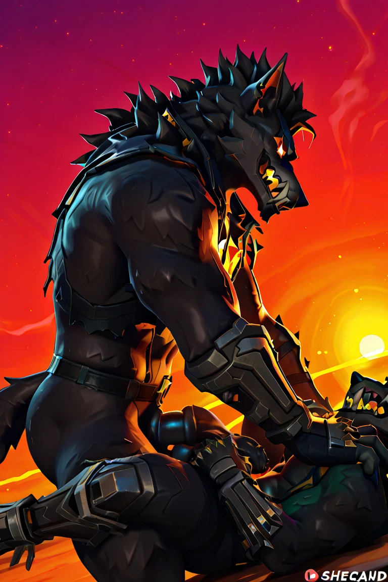 Photorealistic, duo, ((duo focus)), male, werewolf, (black fur:1.5), (big dick:1.3), ((side view, no humans)), ((anal)), ((missionary position)), Fortnite, furry, anthro, male, (((fully sheathed))), (Cerberus (Fortnite)), (3 heads), (male), Fortnite, hellhound, anthro, male, (((fully sheathed))), pectorals, nude, balls, animal genitalia