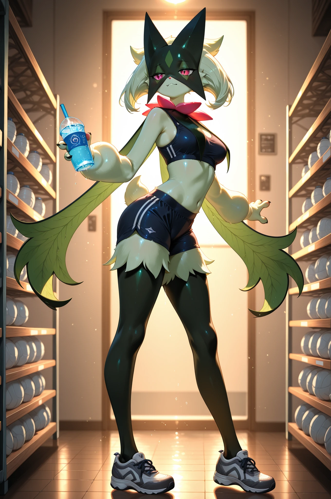 (highest quality,4K,8K,High resolution,masterpiece:1.2). green leotard.. symmetry, black shoes. light smile. short sleeve. symmetry