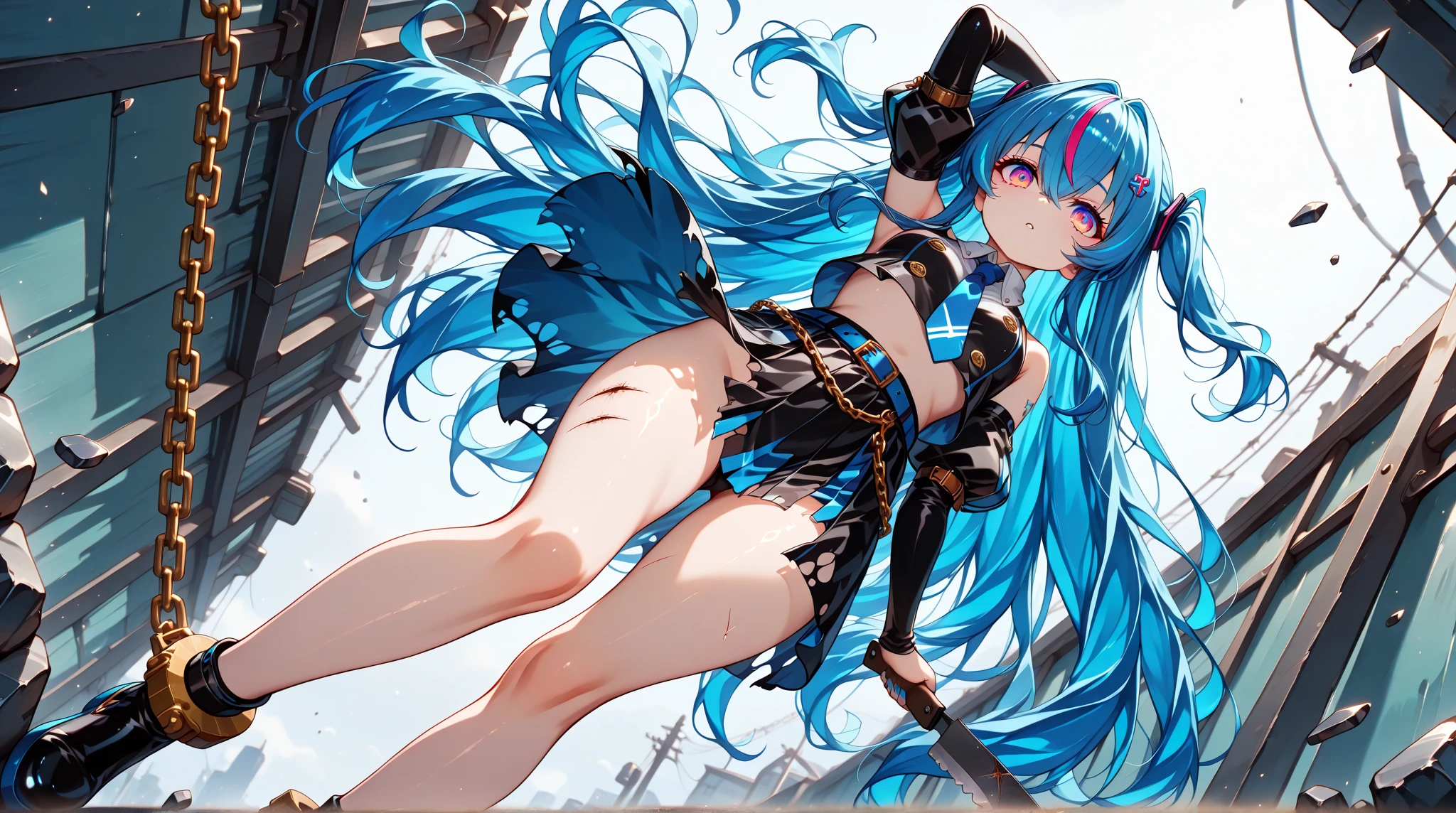 1 girl、belly button、Put your arms behind your back