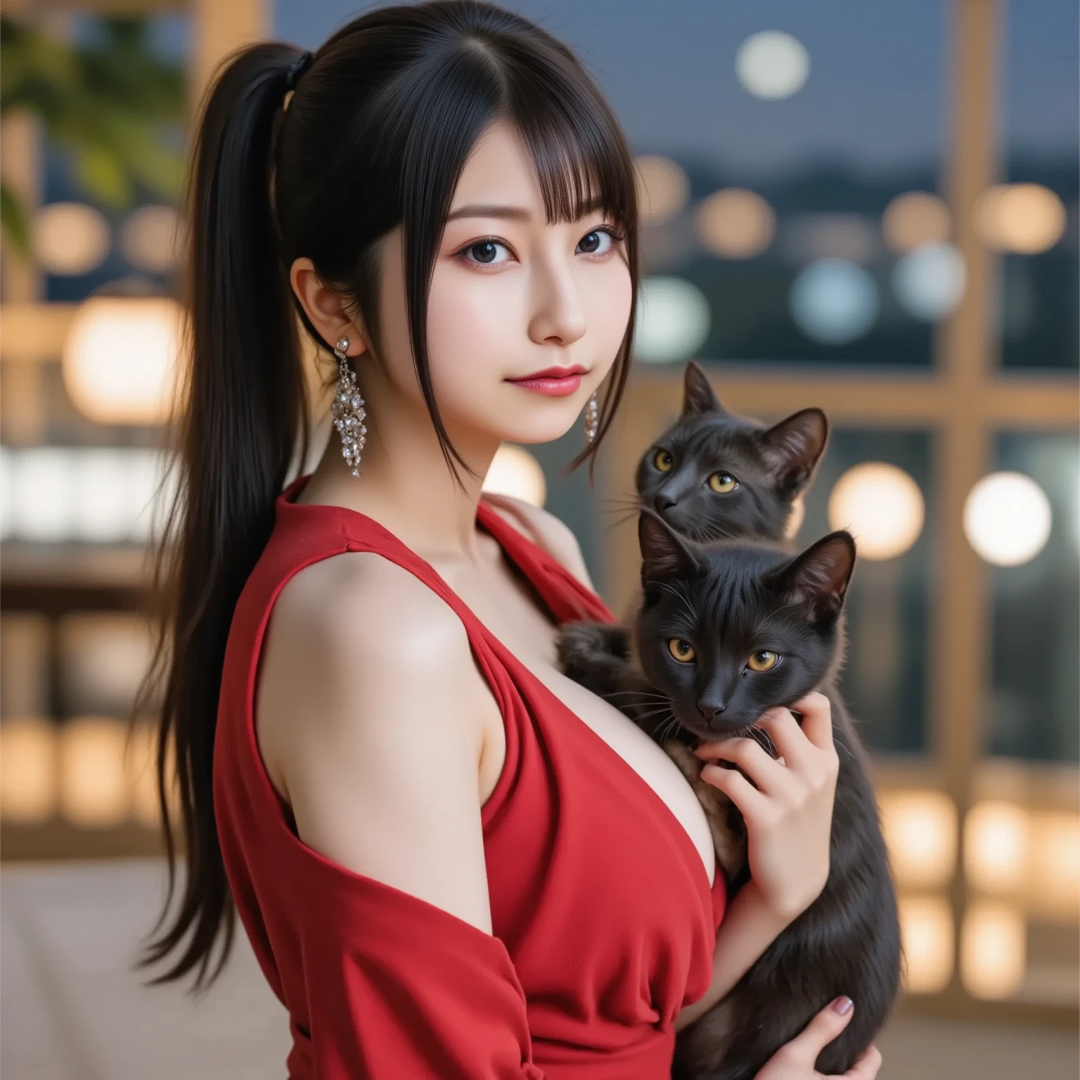 sexy, beautiful,bella geisha petting cat