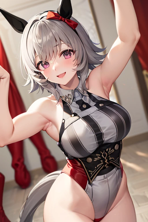 ((Raw photography,top-quality,hight resolution,Ray tracing,nffsw,Best Quality,Post-processing,portlate.3D,PureErosFace_V1:0.7,),(( Shiny white leather bondage costume,golden luxury embroidery,white bdsm,mistress,Bold figure,tight skirts,)))((((short hair hair,Emphasize cleavage,huge tit:4.0,Thin leg,Otto's eye,Elaborate depiction of limbs,a small nose,Have a perfect body,sleeveless,)))),((tthin eyebrows,long eyelashes,smil,二重まぶた,Vibrant eyes,looking down on viewers,red lipsticks,)),Create beautiful light effects on the background,Light Particle Filter,(finerly detailed face:1.3),chies
