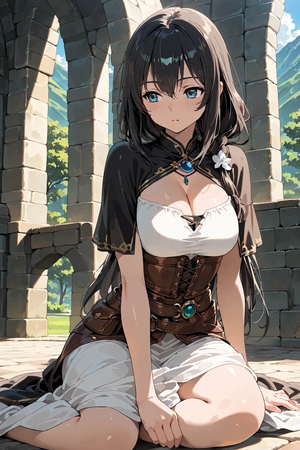 <lora:tifa-10:0.8>, tifa ff7, A forbidden castle high up in the mountains, pixel art, (intricate details:1.12), hdr, (intricate details, hyperdetailed:1.15), (natural skin texture, hyperrealism, soft light, sharp:1.2), game art, key visual, surreal