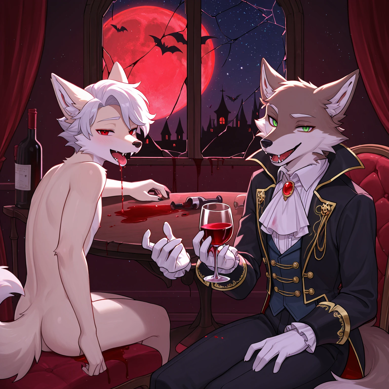 single,Juvenile feelings,A sixteen year old wolf orc,Silver feathers,Handsome model,wearing a black suit,penis(Overflowing penis..)Erection,One shota pressed the other..,orgasm, sex life,wear a gentleman's hat,sitting in a coffee shop,drink coffee,shadow behind,Heavy rain,night scene,looking out the window,bright colors