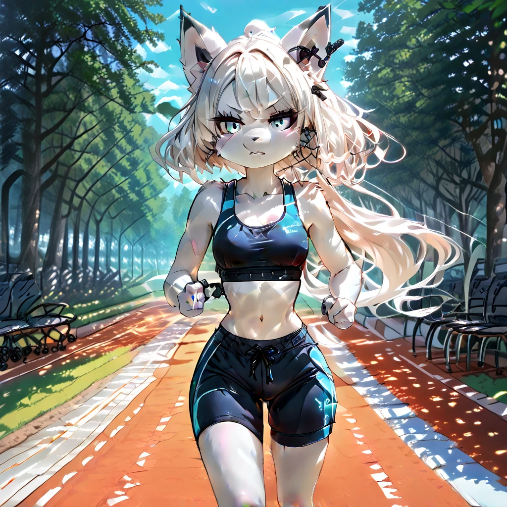 alone, score_9,score_8_up,score_7_up, anthro female espeon, sport bra, sport panties, outdoors, riding a bicycle.