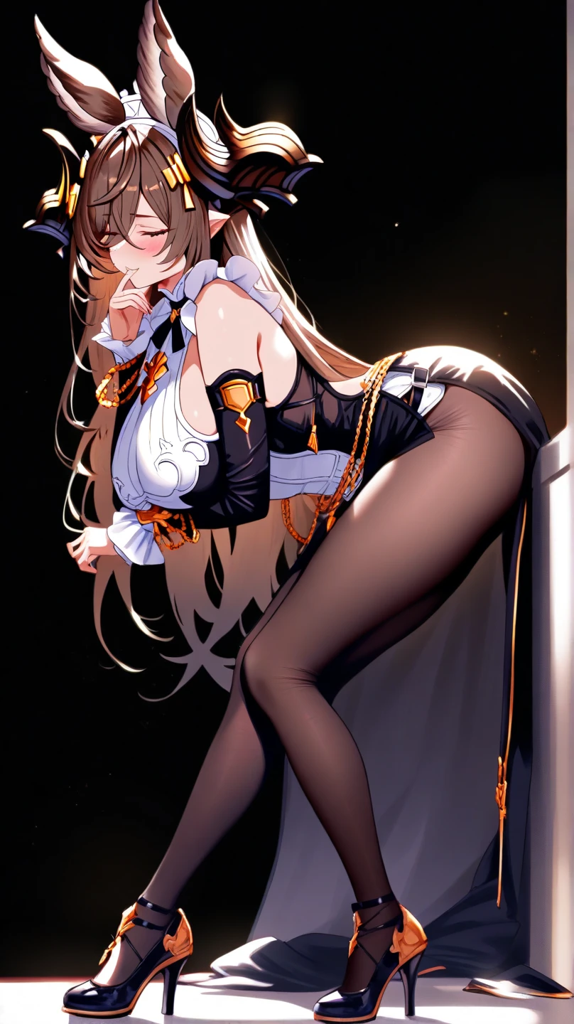 {{game cg}}, {{vector trace}}, {{{{nsfw}}}}, 1 girl, lace, frills, {{see-through babydoll negligee}},, navel, camel toe, smile, teenage, brown shiny hair, long hair, yellow eyes, medium breasts, indoor, front view, facing the front, looking at viewer, from outside, cowboy shot, solo focus, perfect anatomy, intricate, (highly detailed),
