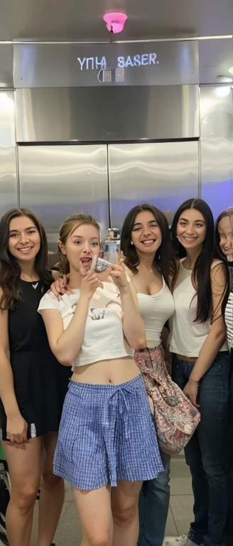 make a 15 year old teen girl on a party taking a selfie