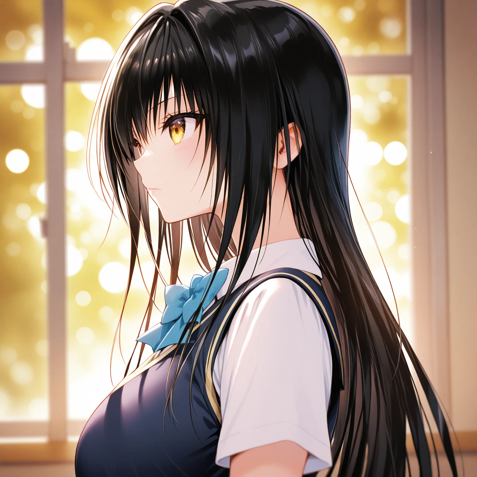 score_9, score_8_superior, score_7_superior ,sauce_Animated masterpiece, Highest quality, Perfect Anatomy , so beautiful , Official Art,Brake 1 Girl, Black Hair, black skirt, black shoes下, Blunt bangs, Blurred, Blurred background, blush, chest, Brown eyes, Mouth closed, clavicle, collared shirt, Depth of written boundary, Eyes visible through hair, nail, From the side, hands superior, Holding, Holding clothes, Holding shirt, large chest, lips, Long Hair, View your viewers, miniskirt, Mole, Mole under eye, parted lips, pleated skirt, shirt, shoes, Short sleeve, Side Lock, Simple Background, skirt, shoes下, alone, Are standing, Sweat, teeth, superiorper teeth only, very Long Hair, wariza, White Background, white shirt