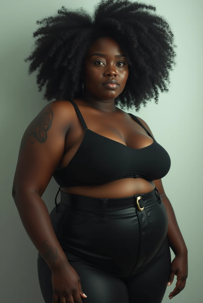 Curvy, thick ebony girl, fully clothed, tight clothing