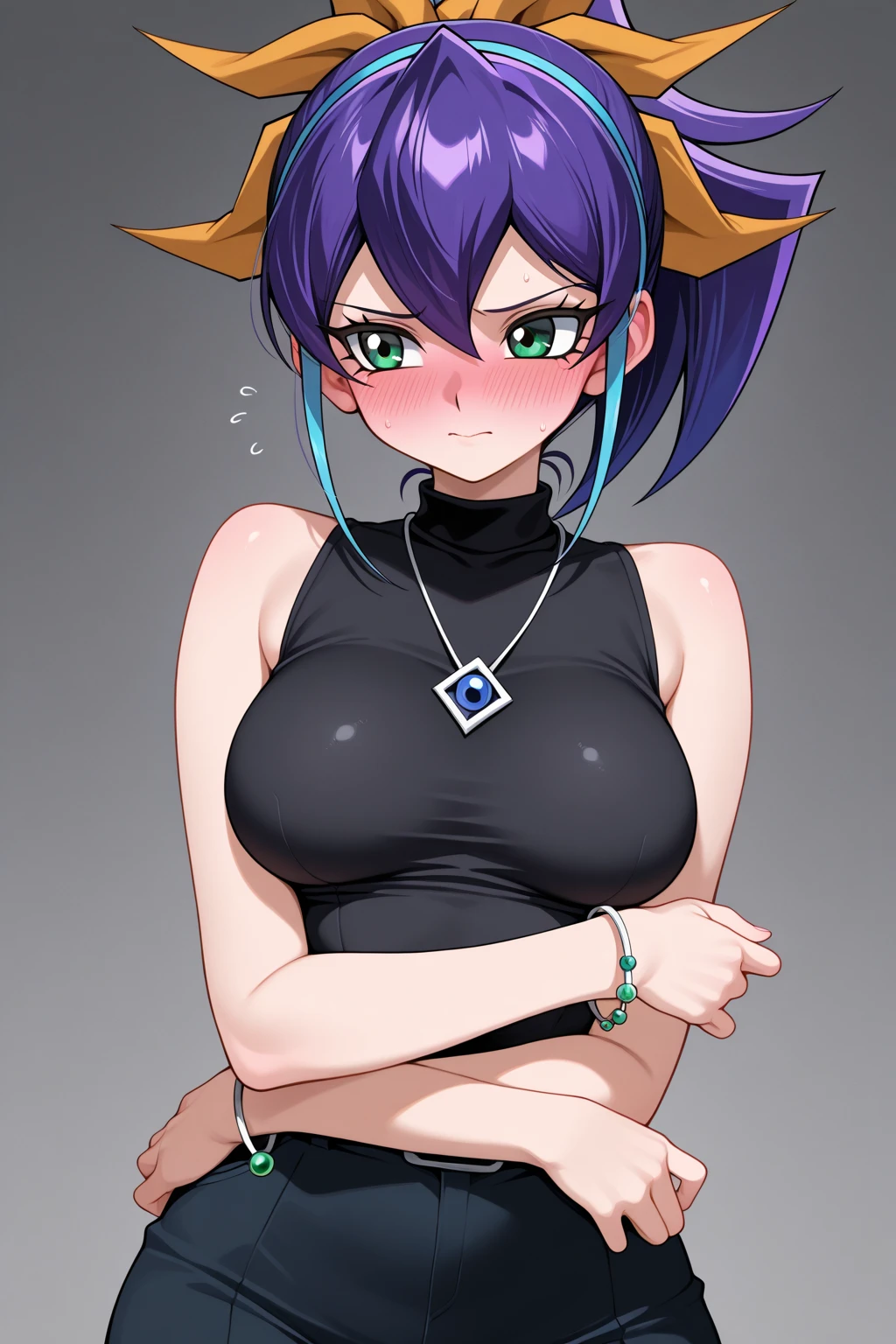 ((illustration for print with 1girl, minimalism,)) simple background, clean:0.9, lineart, vector, (ksaqua), looking at the viewer, upper body, circle frame, breast, nipples, naked, nude, better hair, topless, surprised expression