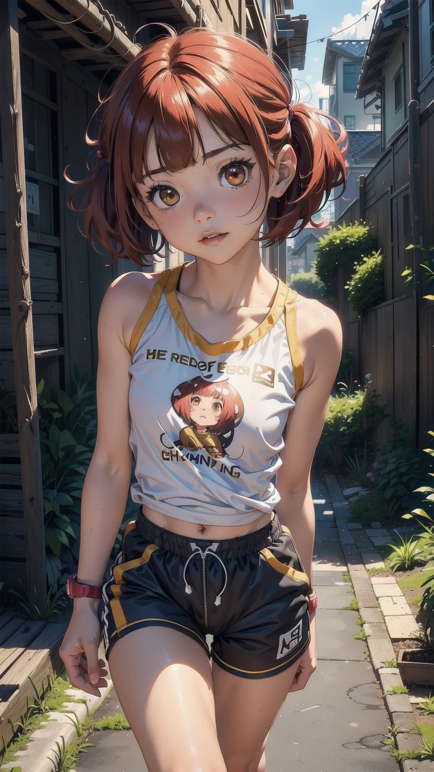 perfect anatomy,pov,masterpiece,anime,Awards,high quality,High resolution,HD,4K,8K,professional lighting,look at viewer,A provocative smile,In heat,(large breasts:1.2),underbust,(petite),Thigh focus,(closeup crotch:1.3),shorts,groin,(bevelling breasts:1.4),(Chewy breasts:1.2),(perspective:1.3),snu snu,T-shirt,Imminent Penetration