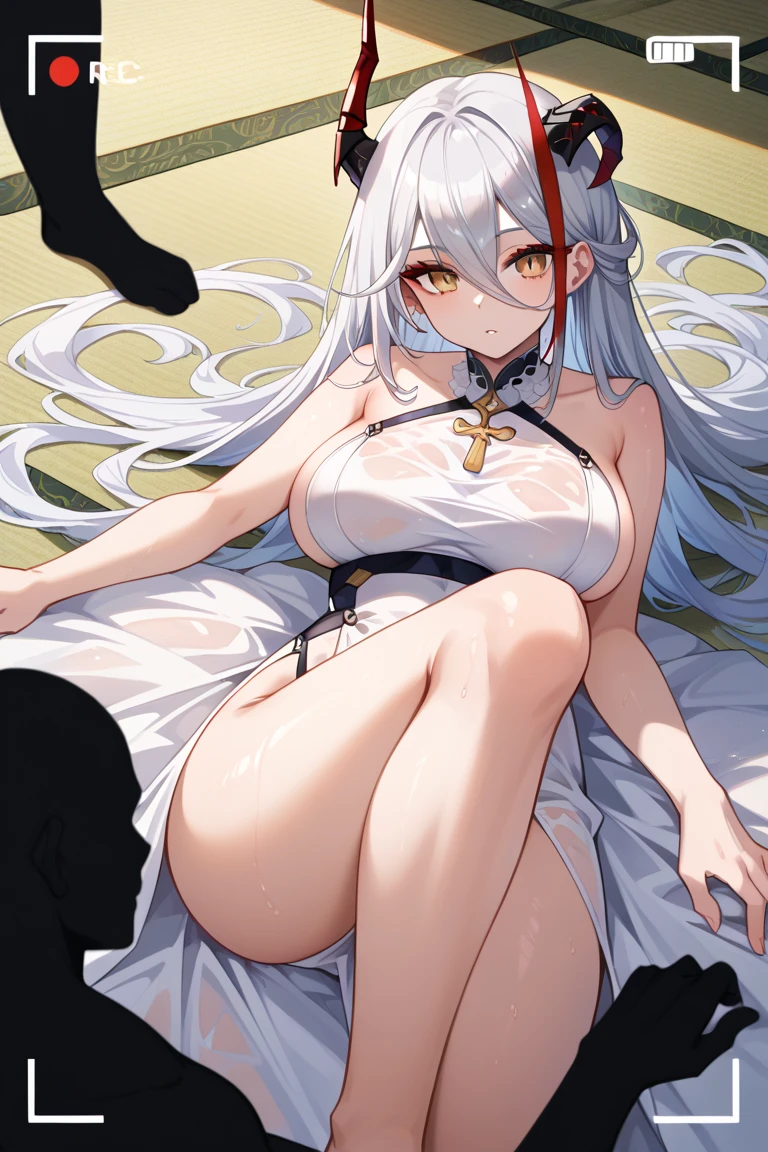 a girl with a penis fuck with her penis the pussy of a beautiful naked girl who she holds with her arms seen from the front