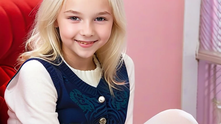 McKenna grace, young girl, blonde hair, smiling at the camera, no clothes, full body