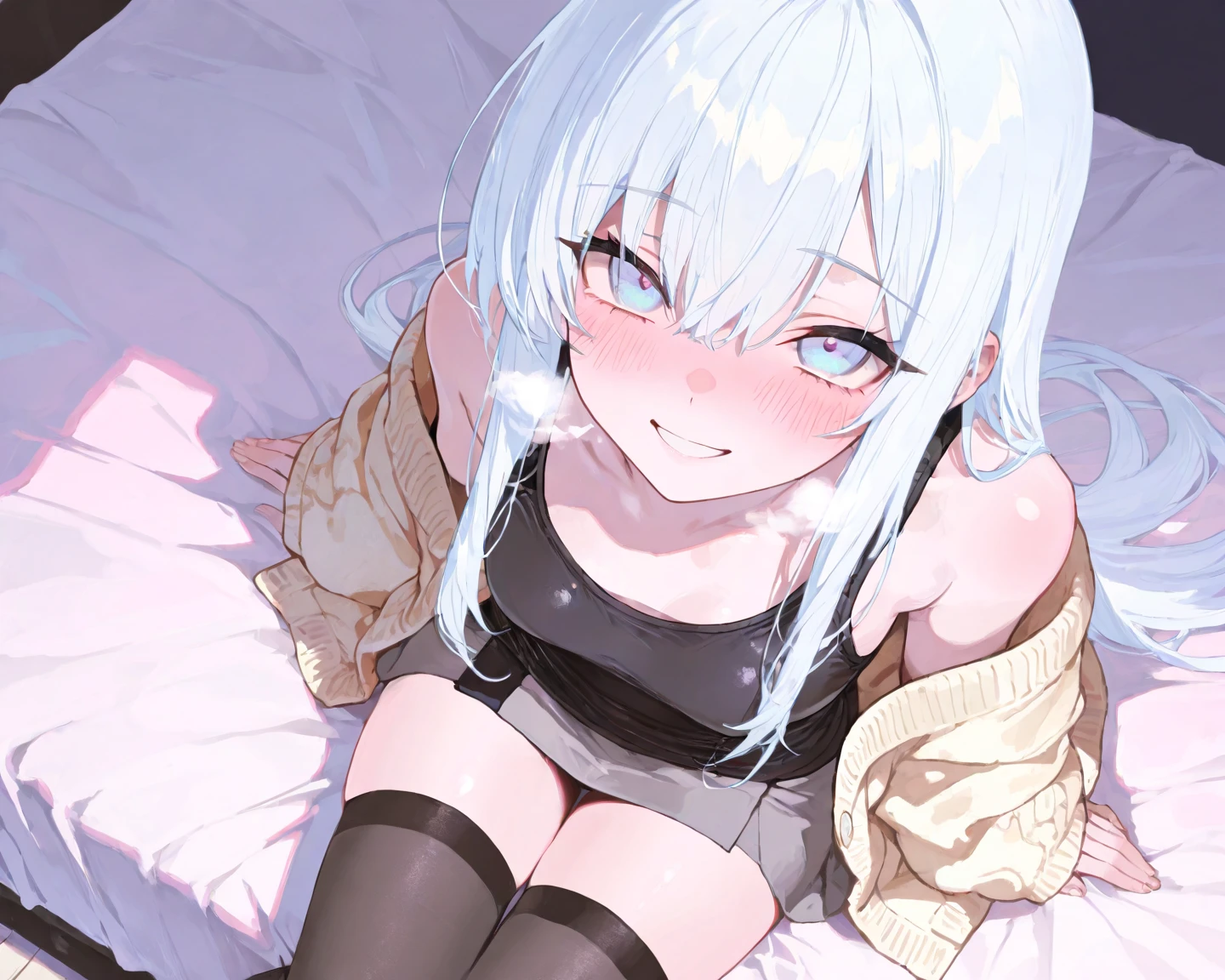 (8K, 最high quality, Tabletop:1.2)、超High resolution、Curly Hair, Soft Hair, Cute Bangs,Soft and fluffy white and black, 超High resolution、girl, Detailed face、最high quality, High resolution,Perfect lighting、masterpiece、Best image quality、最high quality、Best image quality、最high quality、 (cryin) ,Cute Characters, Most detailed, high quality、(missionary, 1boy, penis, lying, vaginale, ass pov, spread legs, sex, nsfw)、nose blush、steam、Oblique angle、Shiny Hair、Very fine and beautiful bright eyes、be scared、Very detailed, clear and beautiful face, Being stripped of clothes、No clothes、Slender body、Awards, Anatomically correct、((Scared))
