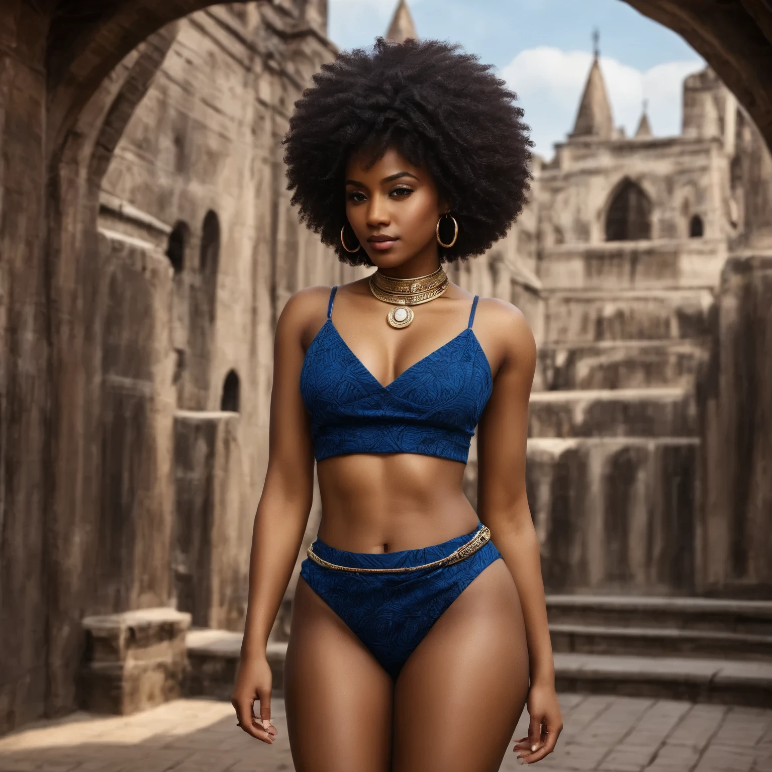 ultra-detailed, high ((best quality)), ((art)), majestic and intricately detailed smooth oil painting (beautiful black, Indian woman, muscular body, full body Afro tattoos, on a beach), exquisite and elegant, cubism style, Salvador Dali style -ar 9:16 - v6