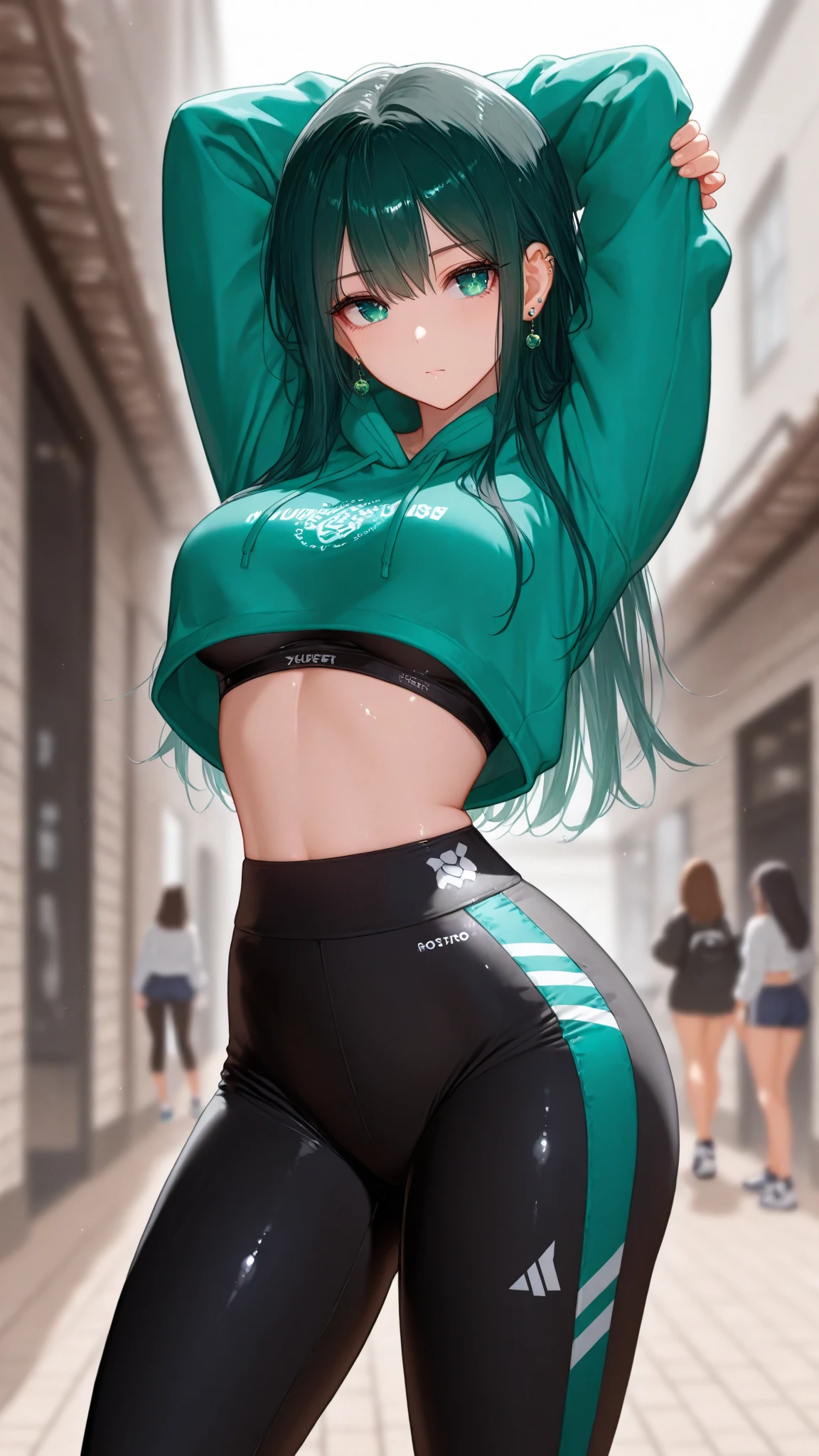   , Croped, , cleavage, slim waist, cropped hoodie underboob, cropped hoodieunderboobhoodie, 1girl, 2 wolf ears, wolf tail, marijuana crop hoodie, crop shorts, marijuana hoodie, spiky hair, spiky fur, green hair, red eyes,marijuana field, tight clothes, perfect eyes, perfect hands, clear resolution, full body, cleavage skin, marijuana plants, open hoodie, marijuana field, black thigh high socks, full body, earrings, 1girl, skirt,  cleavage, slim waist, cleavage, slim waist, hair pulled back, big breast, round butt, slim waist, best quality, sexy pose, thick thighs, D-cup breast, 