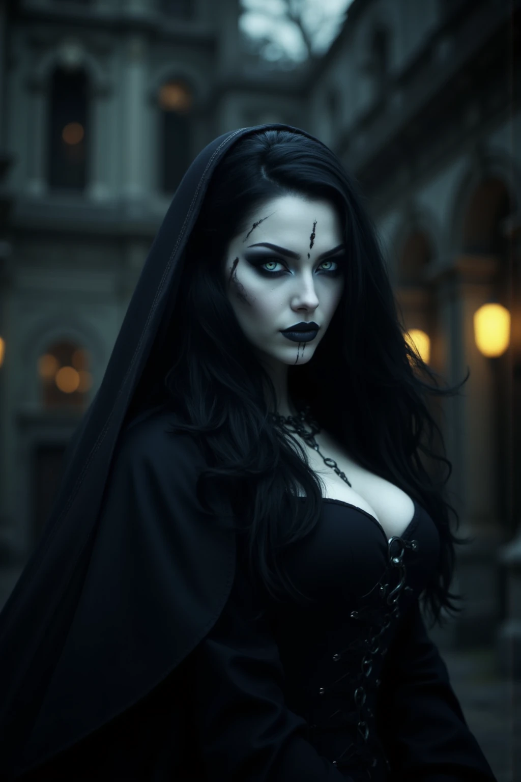 (Fatal Beauty,A fascinating villain,Vampire Witch) [Female Monster],(Otherworldly beauty:1.1),(Eerie glow,Menacing gaze:1.1),(A supple and powerful physique),(Ominous moonlight,Ethereal Mist),(Dark fantasy),(Sensual charm),(Vibrant colors),(Gothic),(Mysterious Aura),(Captivating Charm:1.1),(Dramatic lighting),(Tense atmosphere),(Ominous and seductive),(devilの存在),(Lurking in the Shadows:1.1),(Captivating eyes:1.1),(Seduce your prey),(Seductive enchantment:1.1),(Captivating silhouette),(highest quality,High resolution:1.2),(dark,Threatening:1.1),(Regrettably:1.1), (devilのテーマ:1.5),(dark horror theme:1.5),(Thriller:1.5),(Inspiration from Stephen King:1.5),(Dark fantasy:1.5), (Ink and watercolor:1.5), (black and white color:1.5), (Ominous Landscapes:1.5),(Countless stars fly away:1.5),(Ruined:1.5),(Ruined village:1.5),(1800s:1.5), (Ruined theme:1.5),(There&#39;s a lot of dust flying up there:1.5),(puddle:1.5),(Dirt roads:1.5),(Absurd:1.5),(wonderful:1.5),(highest quality:1.5),(masterpiece:1.5),full length,Qu美術z Lepidolite Woman in a Red Dress, (Powerful figures:1.1、Big Breasts、Glasses) 、 ((((Round Glasses)))),(((Big Breasts)))、,(((Twisted corners,Fiery crown:1.1 Nicola Samori,Wangechi Mutu))),prime color,Urban,Very detailed,masterpiece,Intricate details,Faded,eyes Very detailed, Eye for details,4K resolution,to be born, Nikon Z9,Scary Town,full length,evil ghost, Winnie the Poおお Rainbow,Intricate details,Very detailedな, Realistic,, 暗くてSpooky atmosphere,  Spiritual Beings, Hauntingly beautiful, Ghostly figures, devilの本質, Shadow-like shape, Spooky whispers, Ominous Aura, HeArt of a Goth Maiden, Very dark shade.Her Eyes, Like dazzling fur in a starless haze,A symphony of despair in their eyes.Her Mogul Snaps, Mysterious Cemetery,Think about it, The source of her sadness.Black hair swaying in the moonlight, She summons darkness,Dance of the Void, (Beautiful vampire high-ranking wizard: 1.7), (2つのthick, length, Sharp vampire teeth protruding from lips: 1.7), (Wizard wearing black hat: 1.6), (An intricately decorated jet-black cloak: 1.6), (Delicately decorated cloak, although it is damaged: 1.5), Hypermaximalist,  Breathtaking oil paintings, 超Realisticな, Ultra-realistic digital illustrations that mimic the style of oil paintings, アレックス・グレイのサイケデリックな先見の明のある芸術とHRギーガーのto be born体力学的テーマの美学をシームレスに融合. wonderful構成,  (devil,Satan,Lucifer:1.1),(devilish:1.1),(Red eyes glow:1.6)、(Red glowing eyes,Sharp teeth:1.1),(Black wings,thick:1.1),(hellish landscape:1.1),(fire,sulfur:1.1),(Threatening atmosphere:1.1),(dark shadows,Threatening presence:1.1),(Unlucky Clouds,Stormy Skies:1.1),(dark,Spooky atmosphere:1.1),(Aura of misfortune,Evil energy:1.1),(dark aura,cigarette:1.1),(Extreme heat,Burning Flames:1.1),(Nightmare Visions:1.1),(Predicting the end:1.1),(Whispers of misfortune,devilish laughter:1.1),(Cry of pain,echoing screams:1.1),(Bad luck symbol,Ancient runes:1.1),(Mysterious Relic,dark 美術ifacts:1.1),(Infernal Ritual,Ritual sacrifice:1.1),(Eternal Ruin,A hopeless existence:1.1),  Inspired by the background of the abandoned mecha. Art created by Craig Mullins, Necrostyle., Detailed Description, Futuristic sci-fi scene. Focus on SF concept art, Vivid colors and sharp focus. 