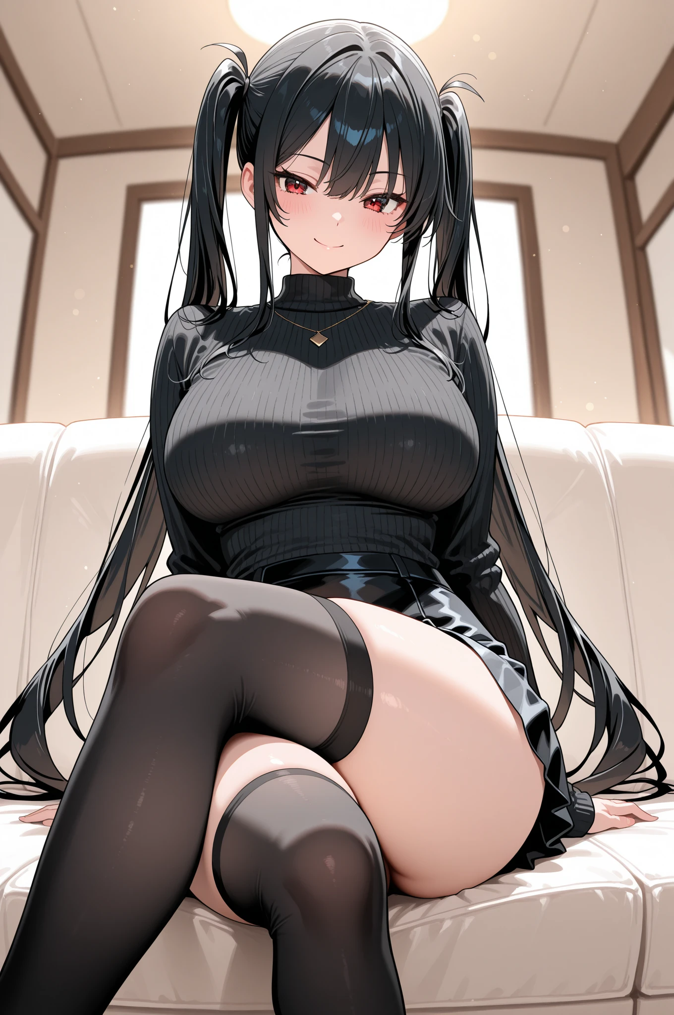 The skirt is black。