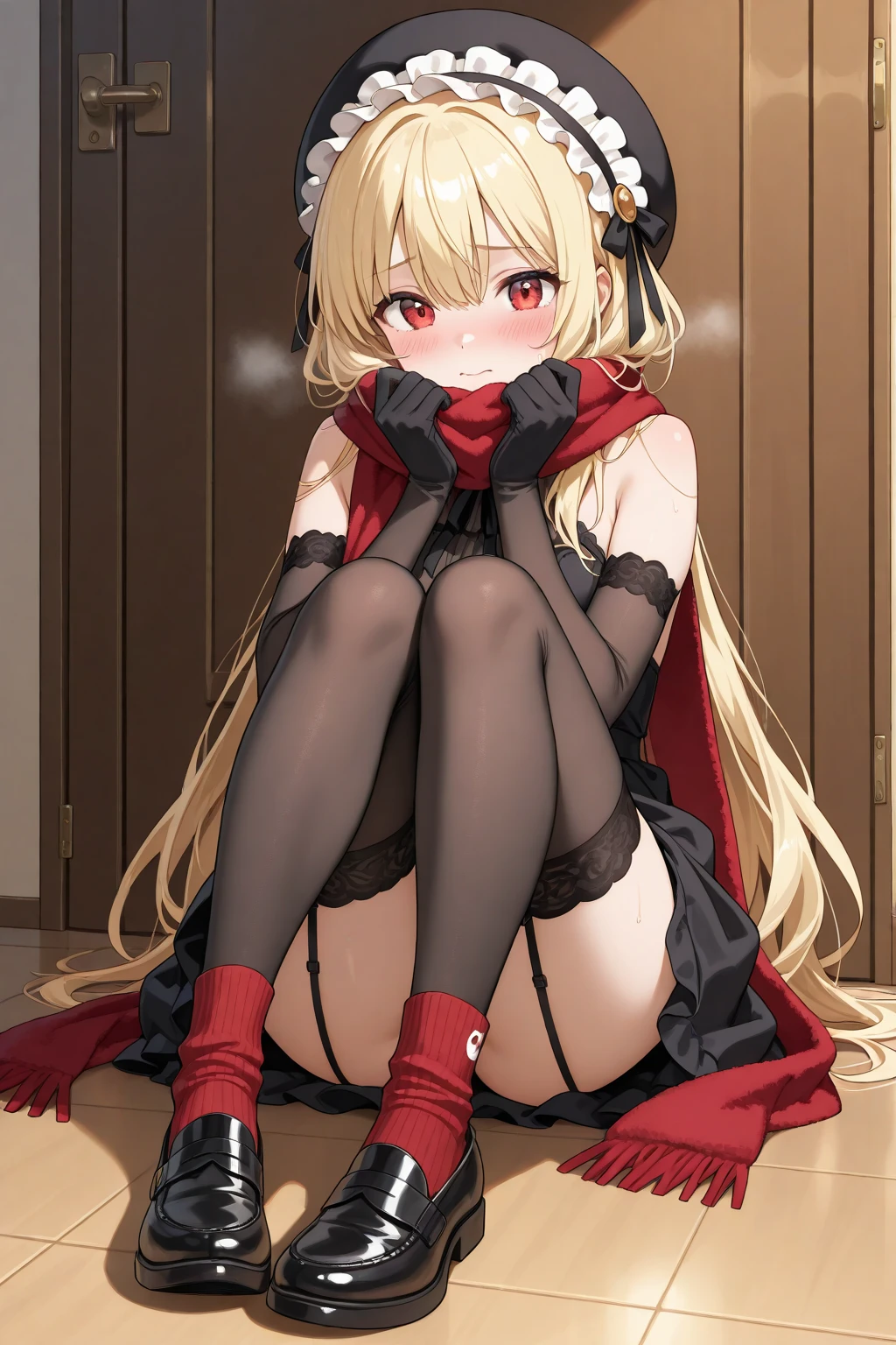 animemanga girl，Spread your legs，lace panty，blackstockings，nedium breasts，cleavage，Beds，16K