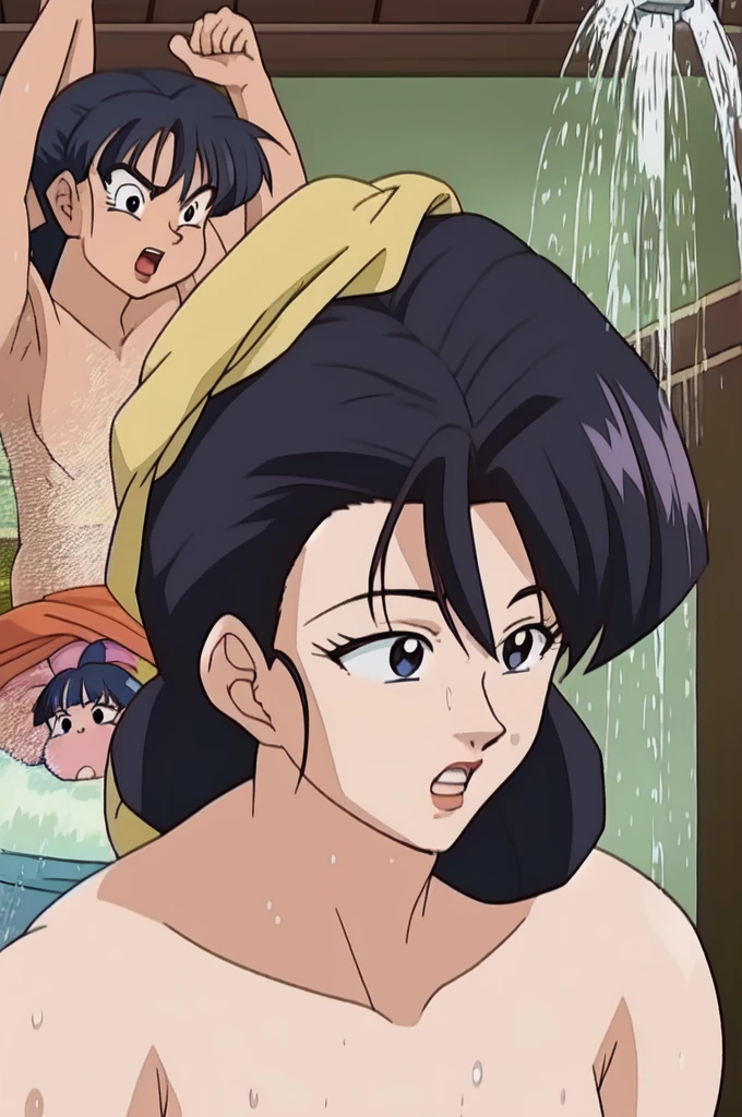 fountain_cheered up, score_9,score_8_above, score_7_above, gineDb, cheered up screencap,
1 girl, Alone, old, looking at the viewer, SMILE, short hair, Detailed nose, medium old, Closed mouth, aboveper body, retro artStyle, 1990s \(Style\), bottom, black eyes, hands above, eyelashes, hands above, half closed eyes, happy, spiky hair, Eyebrows, v-shaped Eyebrows, medium tits, medium ass, sexy, tits, Wide hips, nude, vagina, whole body, monkey's tail, pechos medianos, saltando