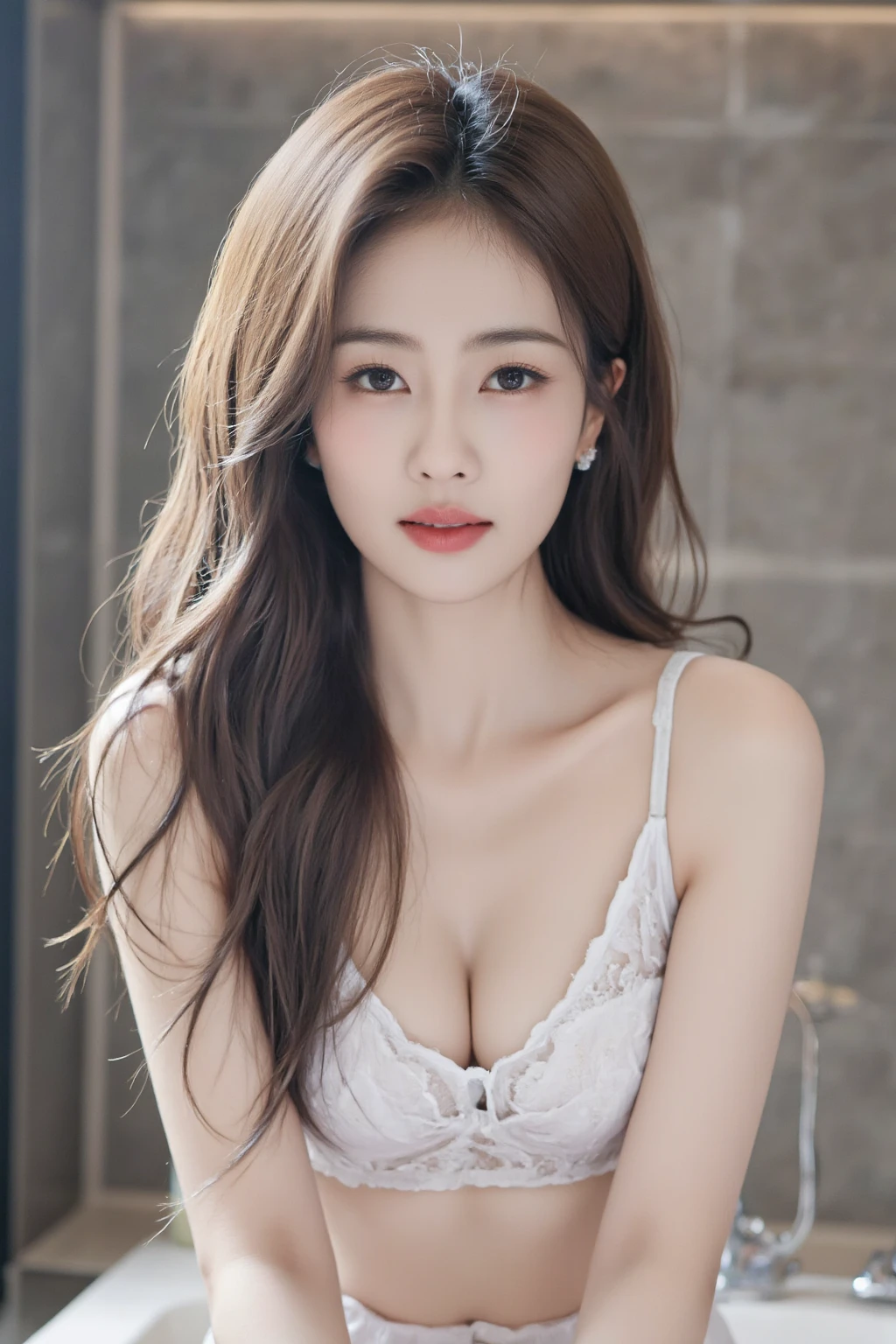 masterpiece、highest quality、High resolution、table top、wallpaper、realistic、bright lighting、professional lighting、face light、smooth lighting、japanese woman、adult、Beautiful woman、action、gravure、sexy、cleavage、moist lips、poor、super beautiful、beautiful skin、beautiful and detailed eyes、detailed face、slim、moderately、、brunette colored hair、brown eyes、look at the camera、I have a sax、、cleavage